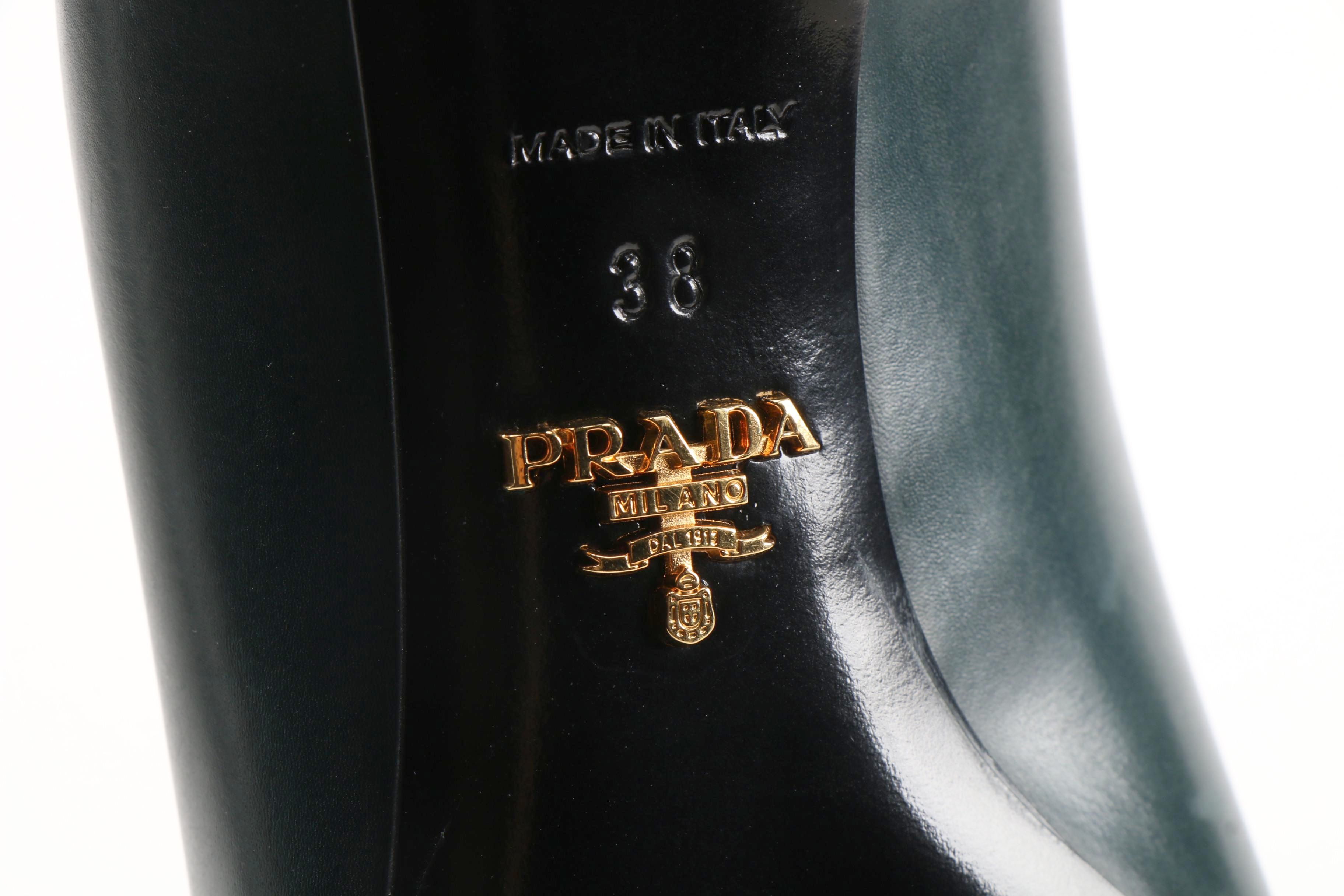 Prada Dark Green Leather Pointed Toe Pumps