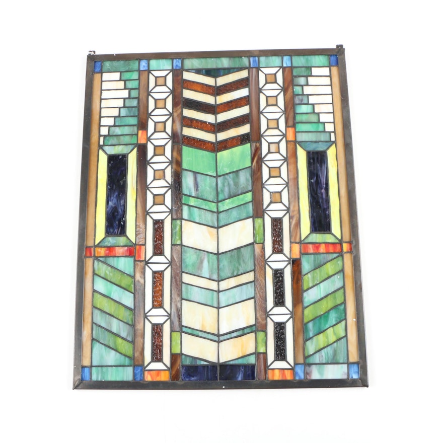 Paul Shalin Tiffany's, Inc. Arts and Crafts Style Stained Glass Panel