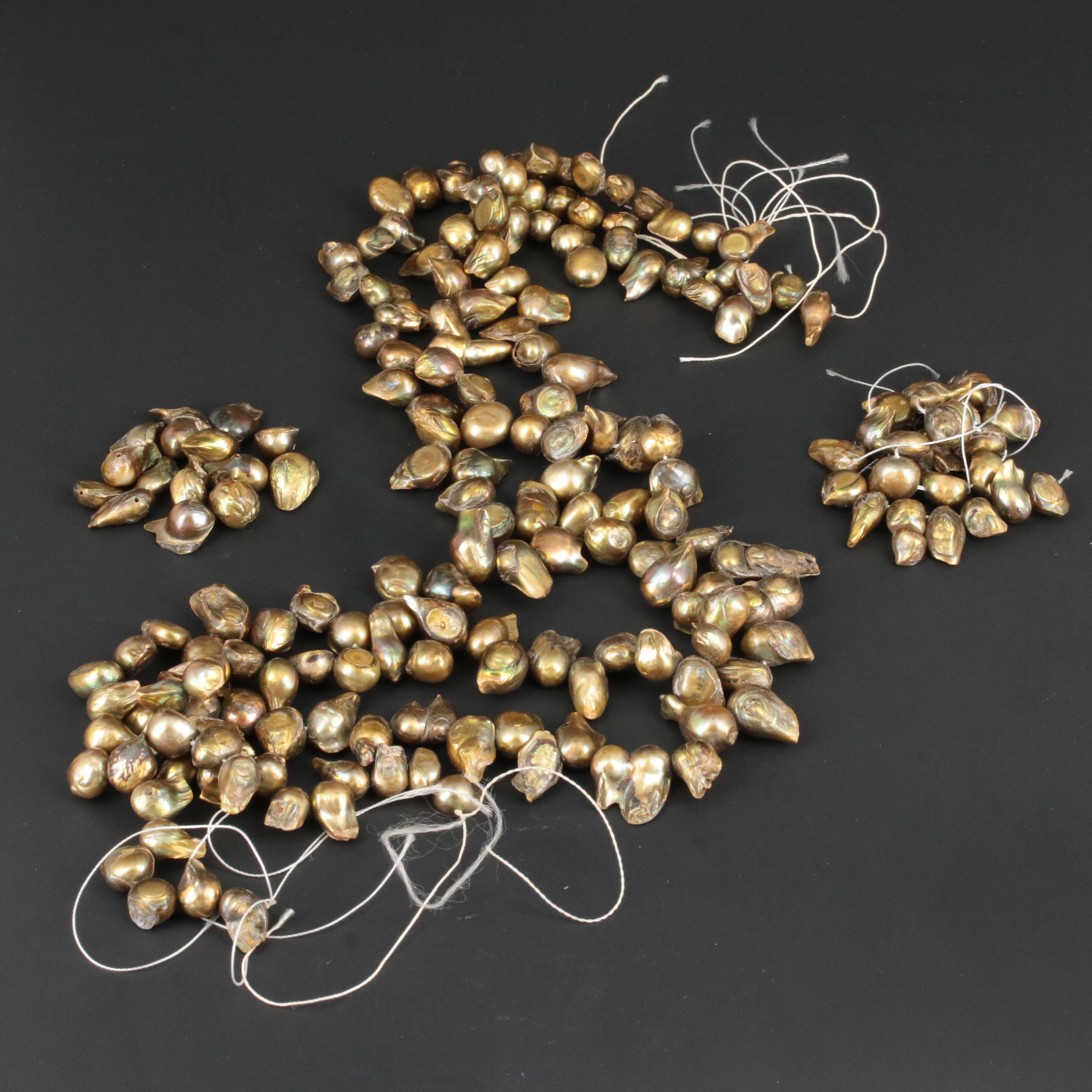 Cultured Pearl Hanks and Loose Baroque Cultured Pearls