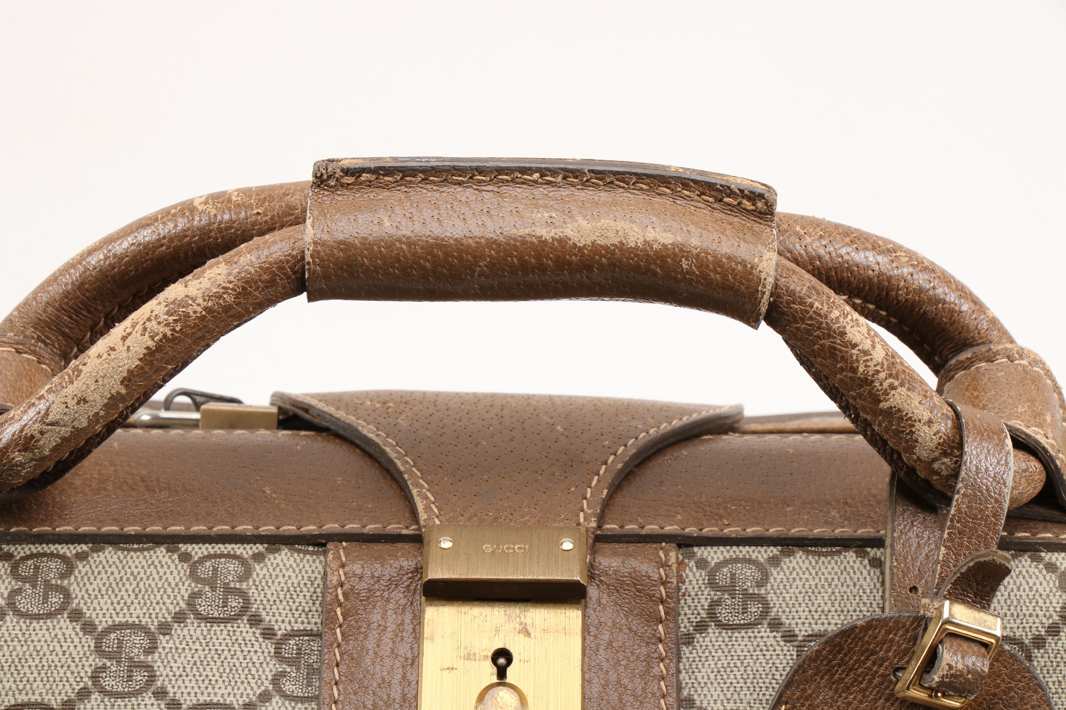 Gucci GG Supreme Canvas, Web Stripe and Leather Soft-Sided Suitcase, Vintage