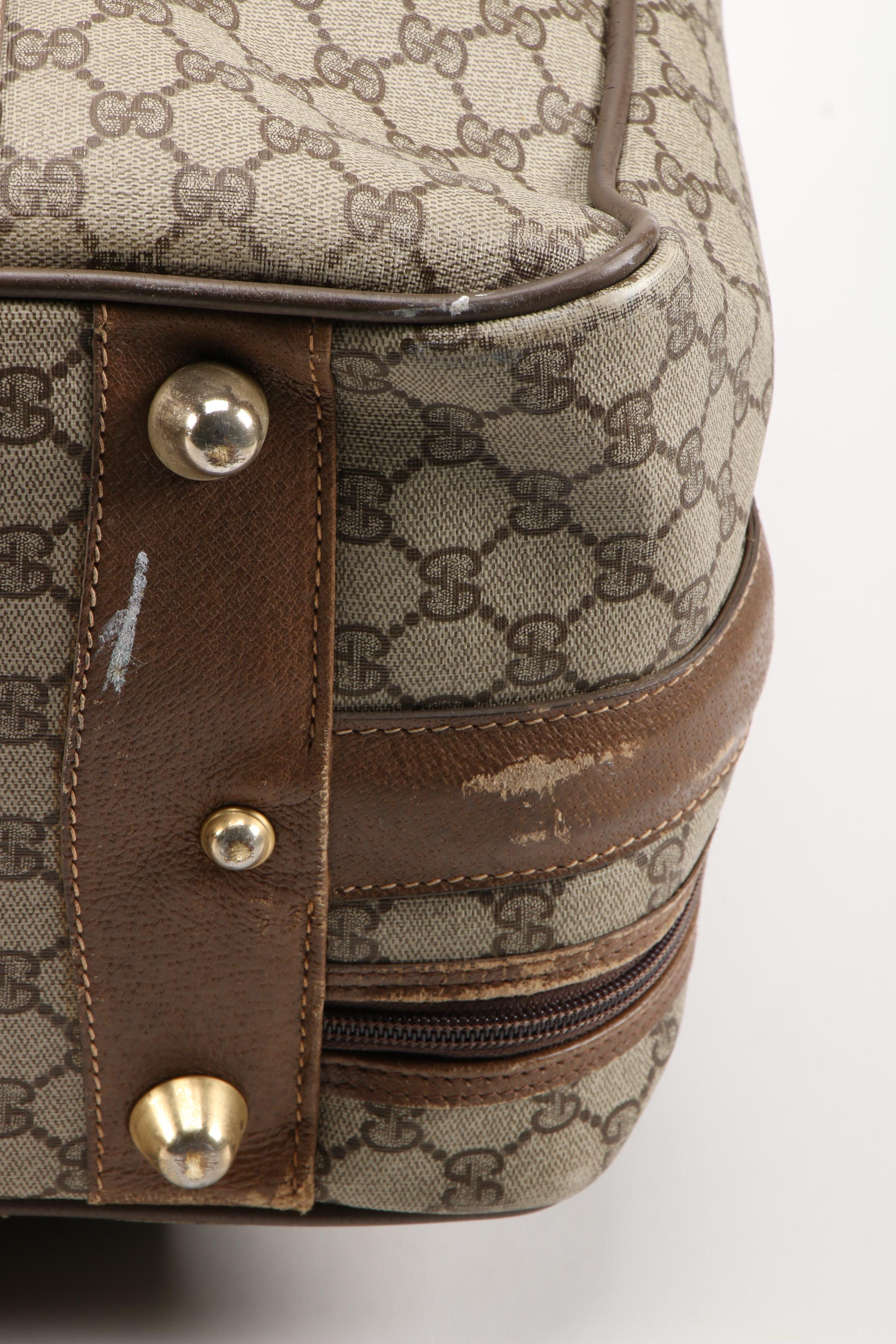 Gucci GG Supreme Canvas, Web Stripe and Leather Soft-Sided Suitcase, Vintage