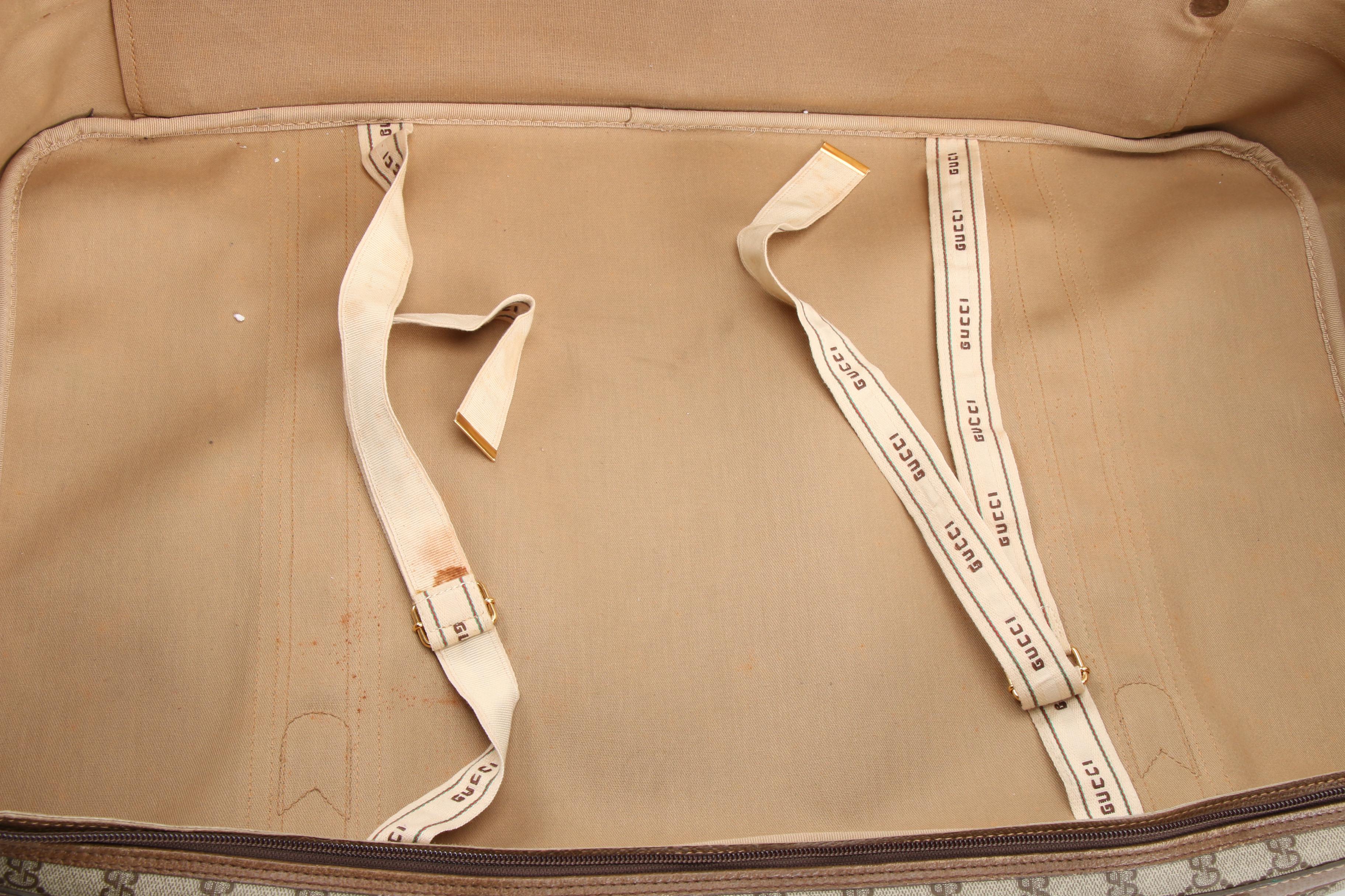 Gucci GG Supreme Canvas, Web Stripe and Leather Soft-Sided Suitcase, Vintage