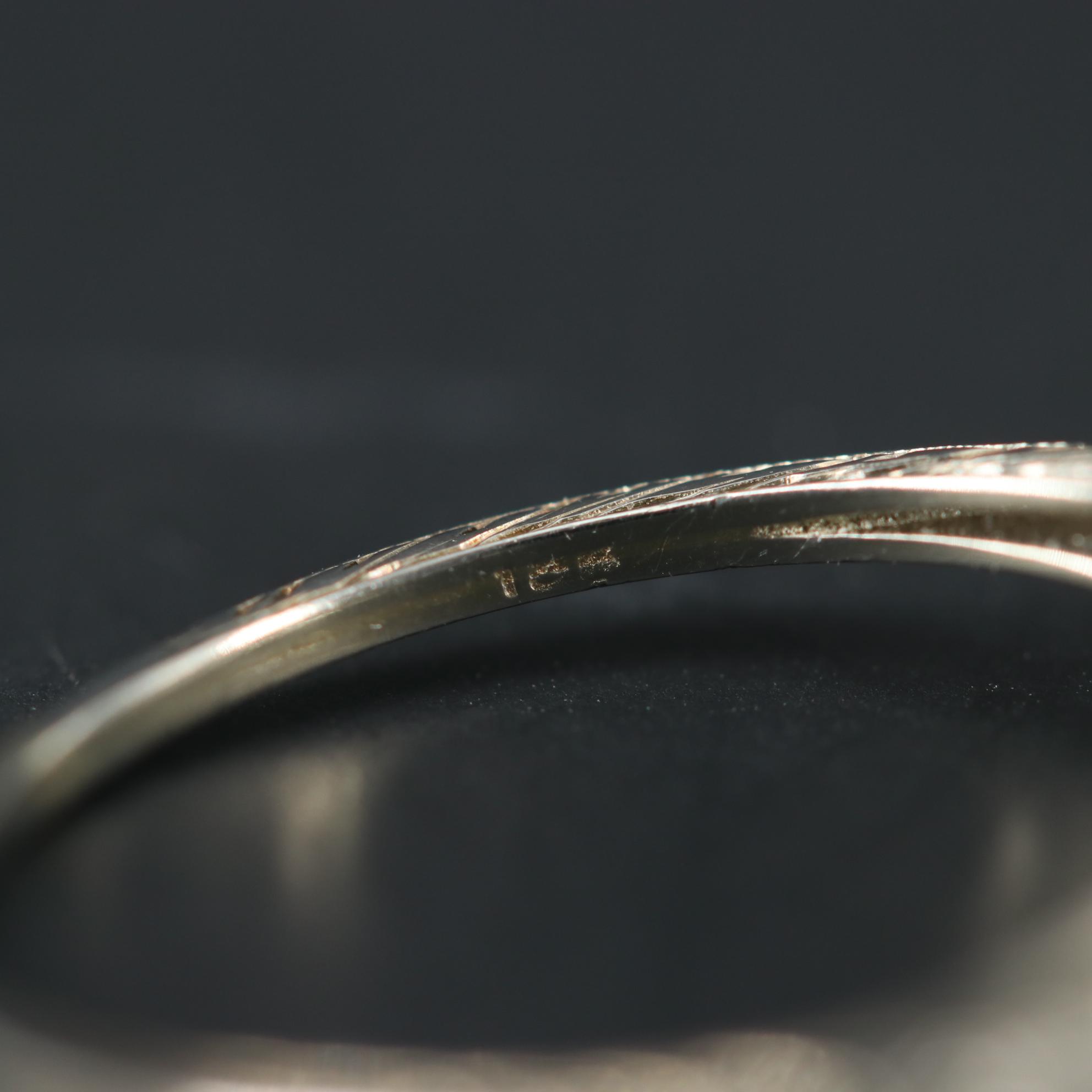 Vintage 18K White Gold Diamond and Sapphire Ring