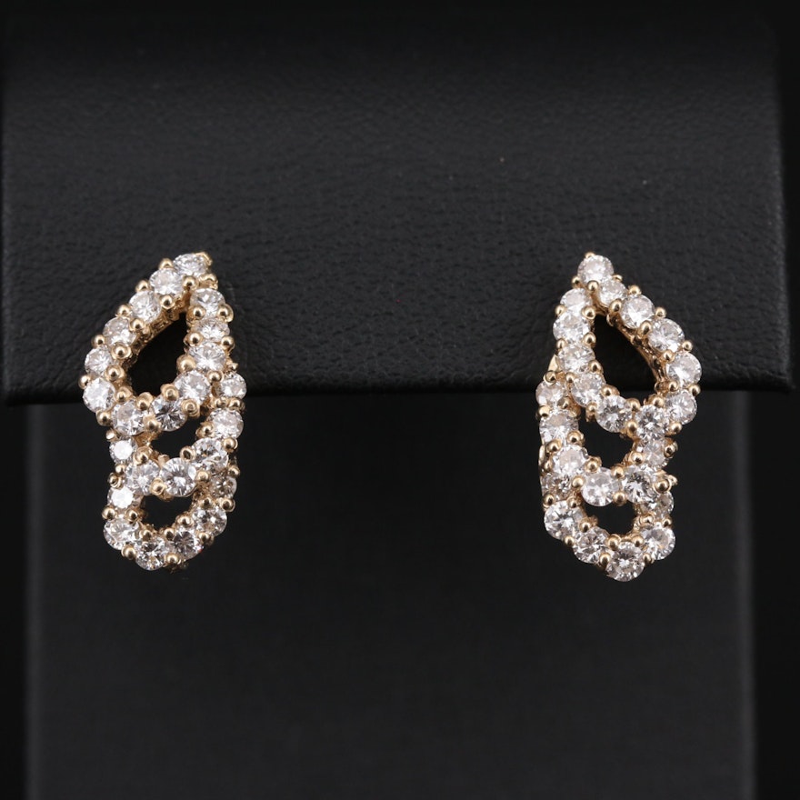 14K Yellow Gold 2.00 CTW Diamond Earrings