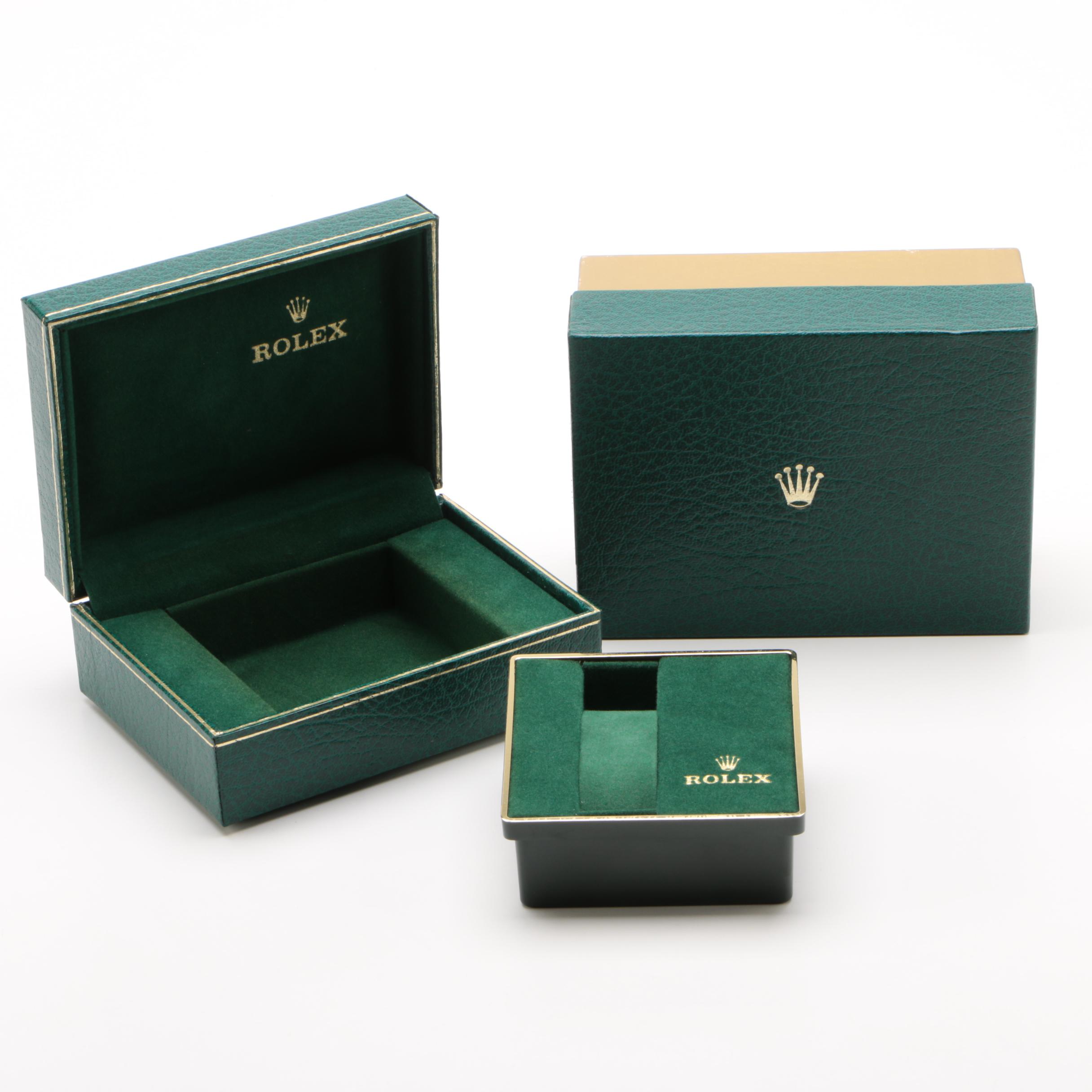 Rolex Green Faux Leather Men's Watch Presentation Case, 1980s