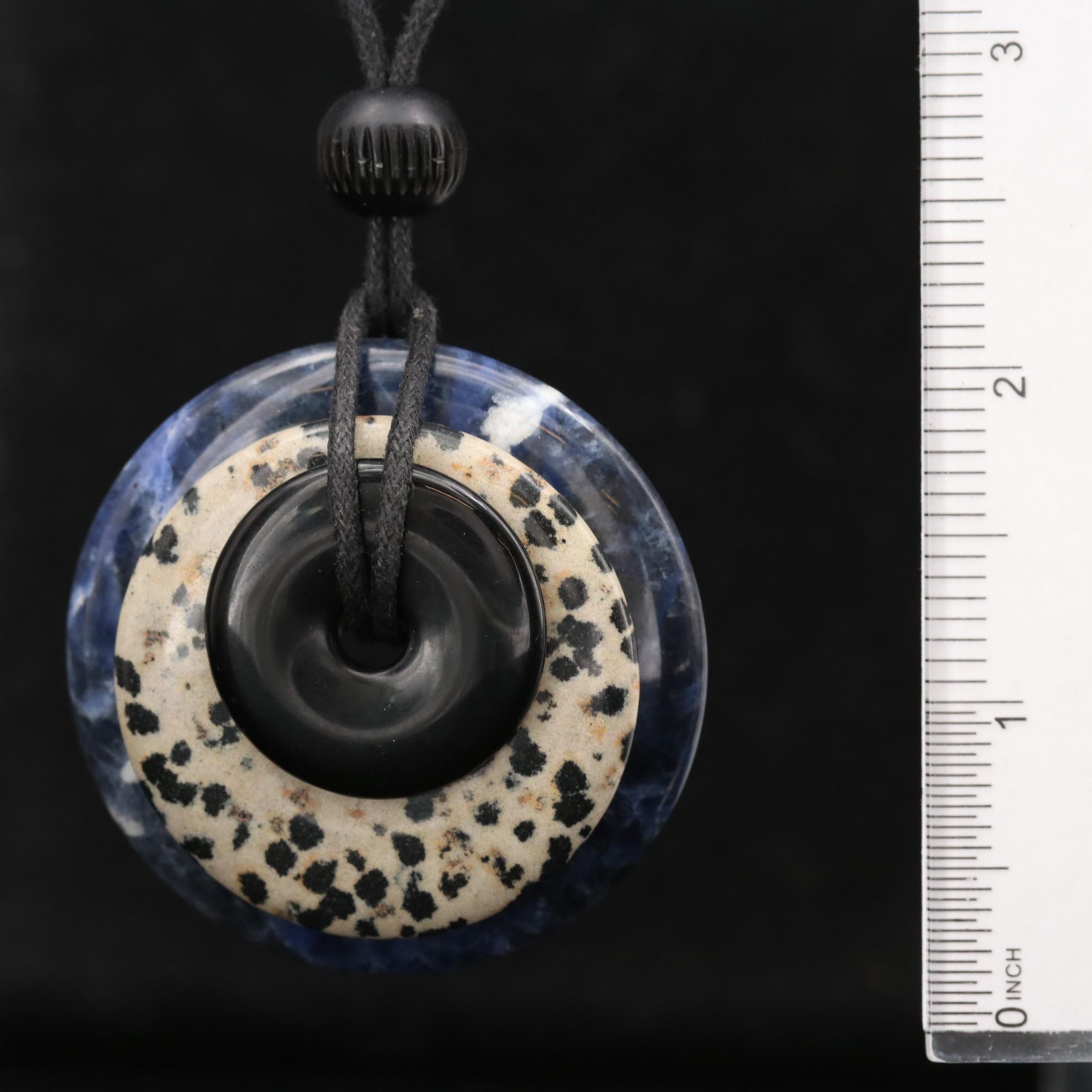 Stacked Glass, Jasper and Sodalite Bi Disk Necklace