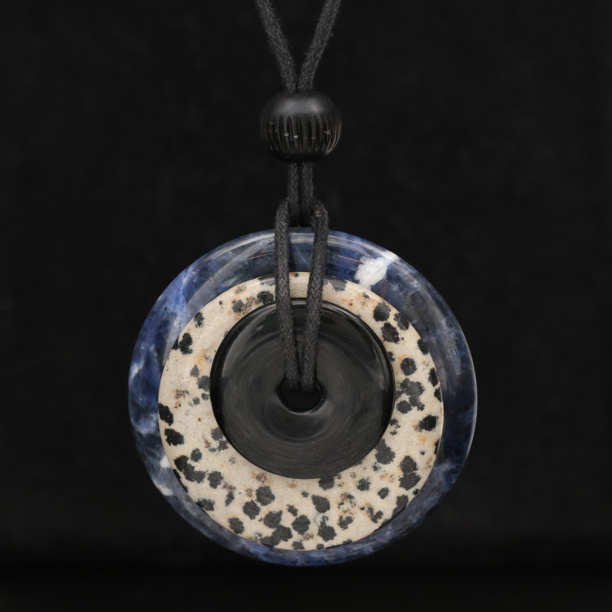 Stacked Glass, Jasper and Sodalite Bi Disk Necklace