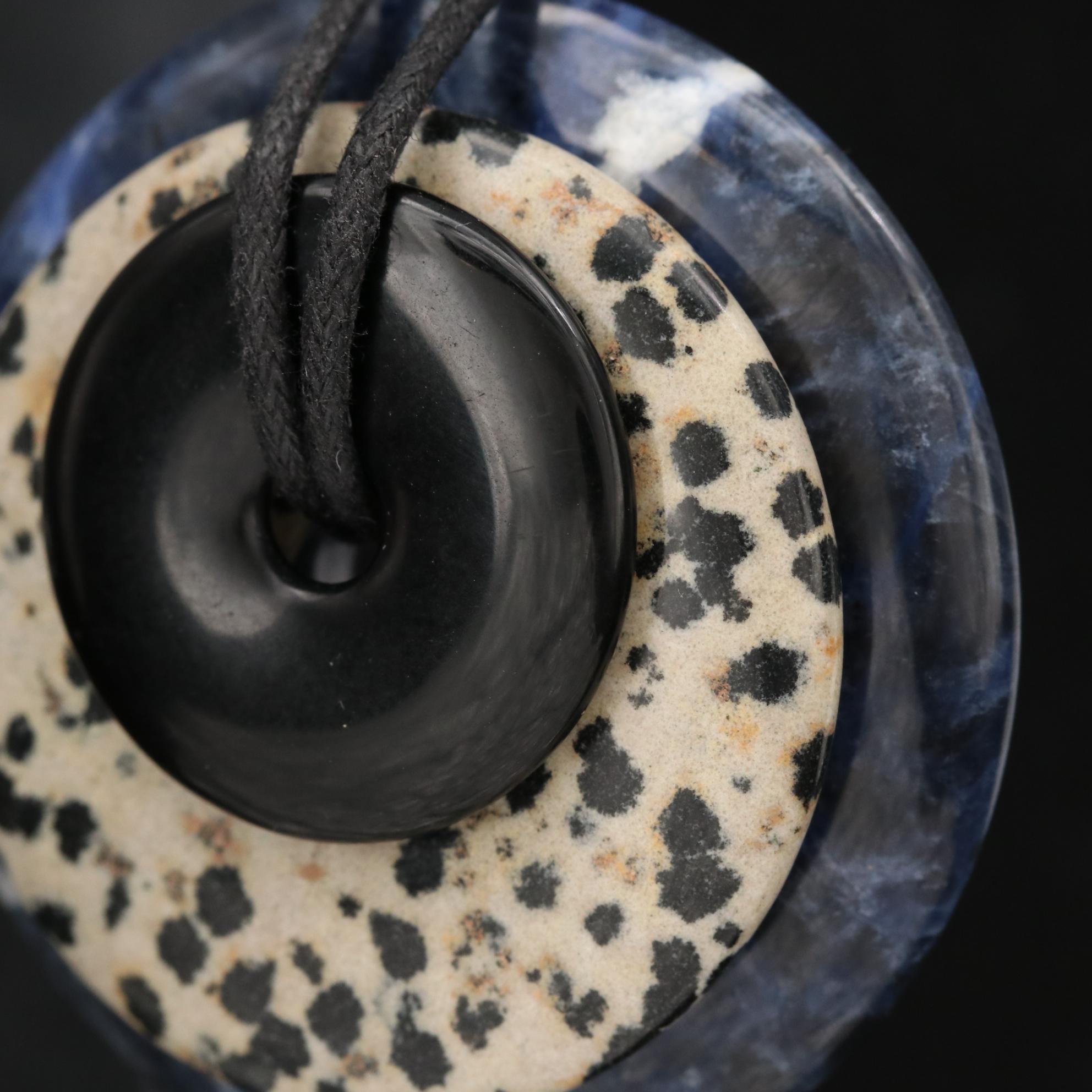 Stacked Glass, Jasper and Sodalite Bi Disk Necklace