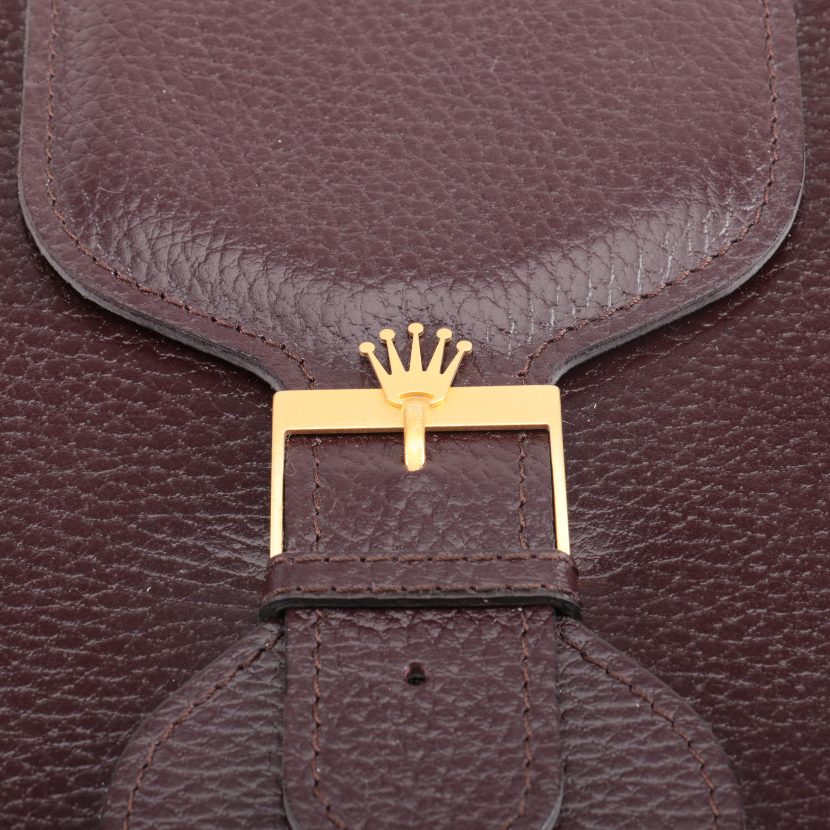 Rolex President Burgundy Leather and Walnut Presentation Box, 1990s