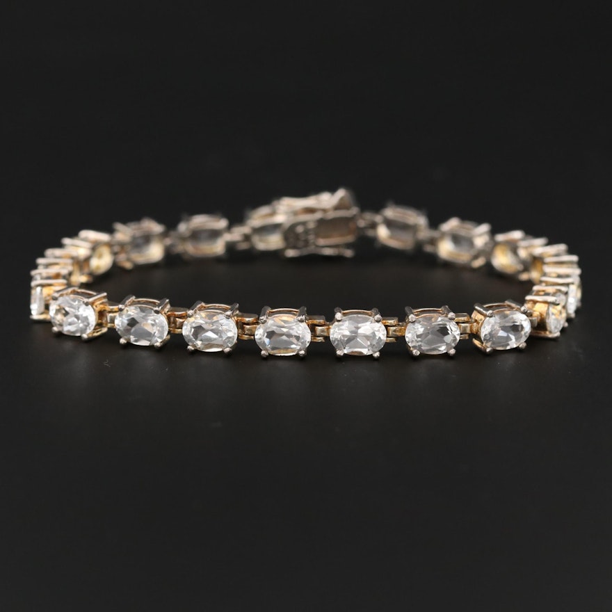 Sterling Silver Sapphire Line Bracelet