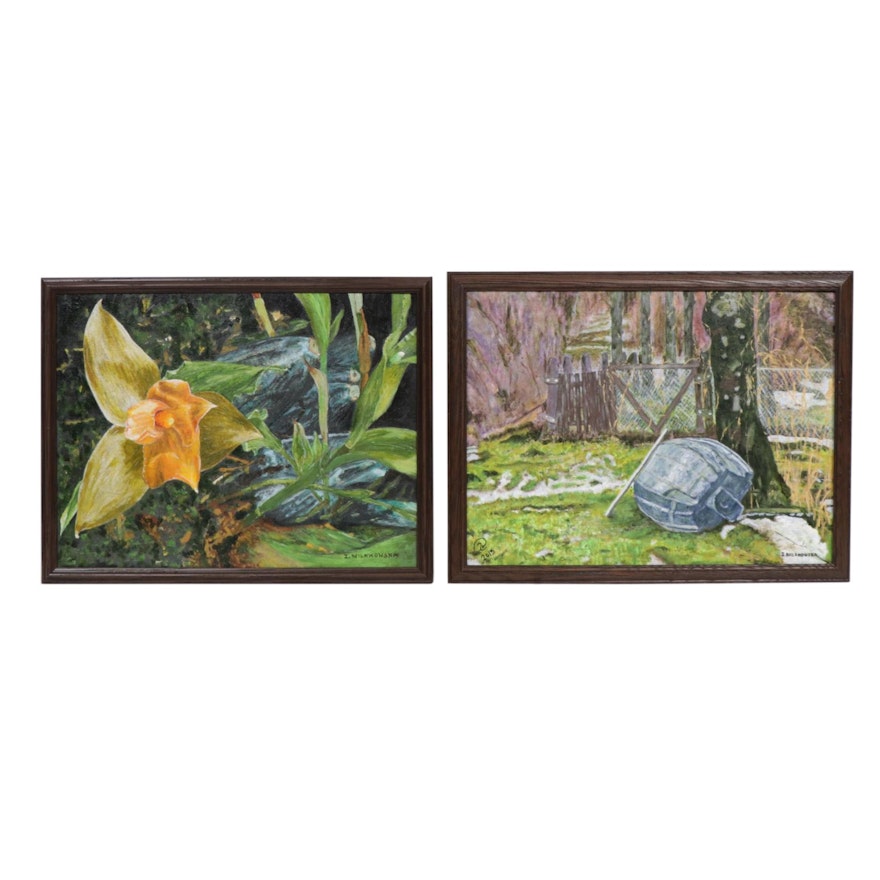 Zofia Wilamowska Acrylic Paintings "Approaching Spring" and "Glowing Orchid"