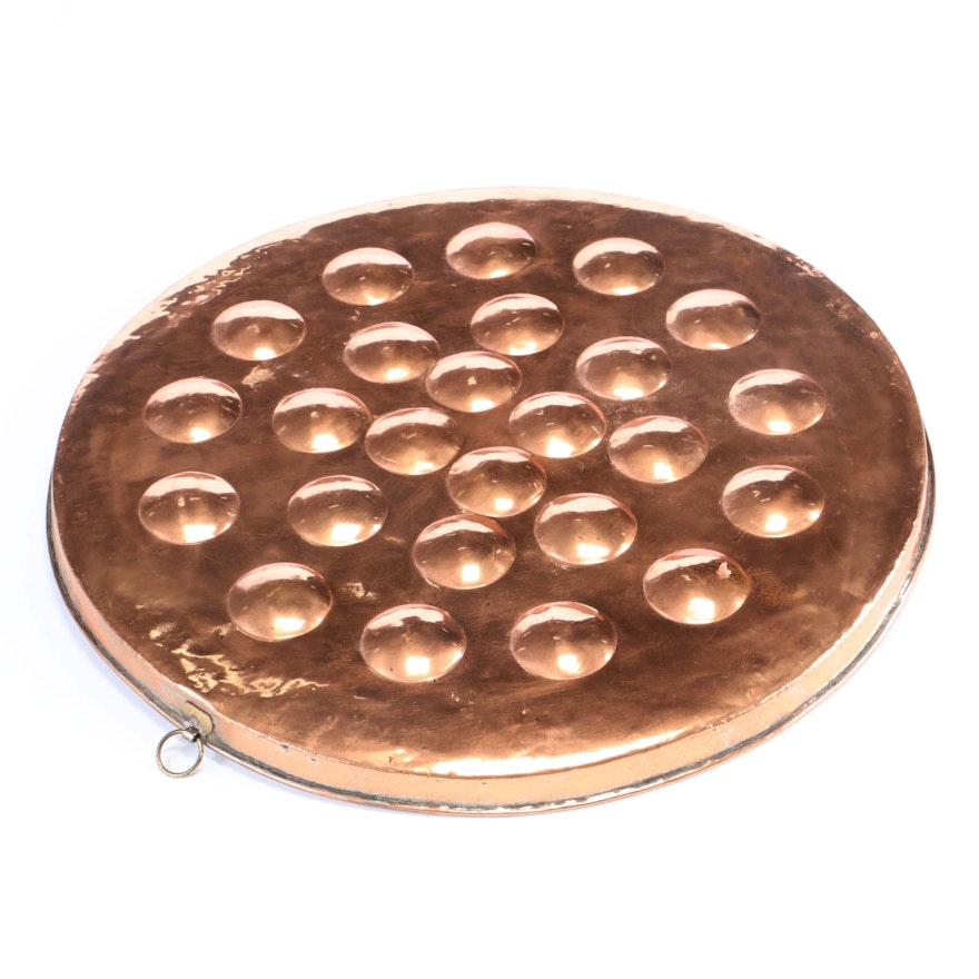 Large Tin-Lined Copper Egg Poaching Pan, 20th Century