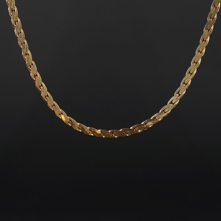 18K Yellow Gold C Link Chain Necklace