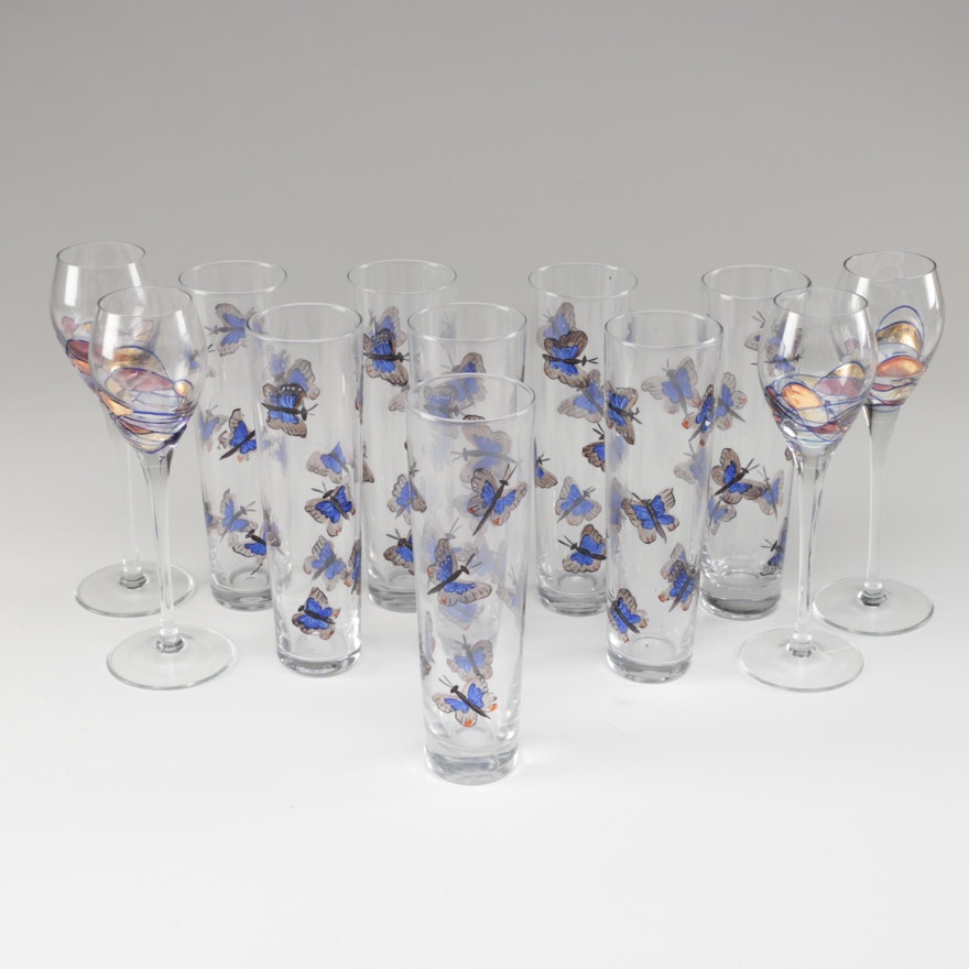 Artland "Helios" Tall Cordials and Other Hand-Painted Cocktail Glasses