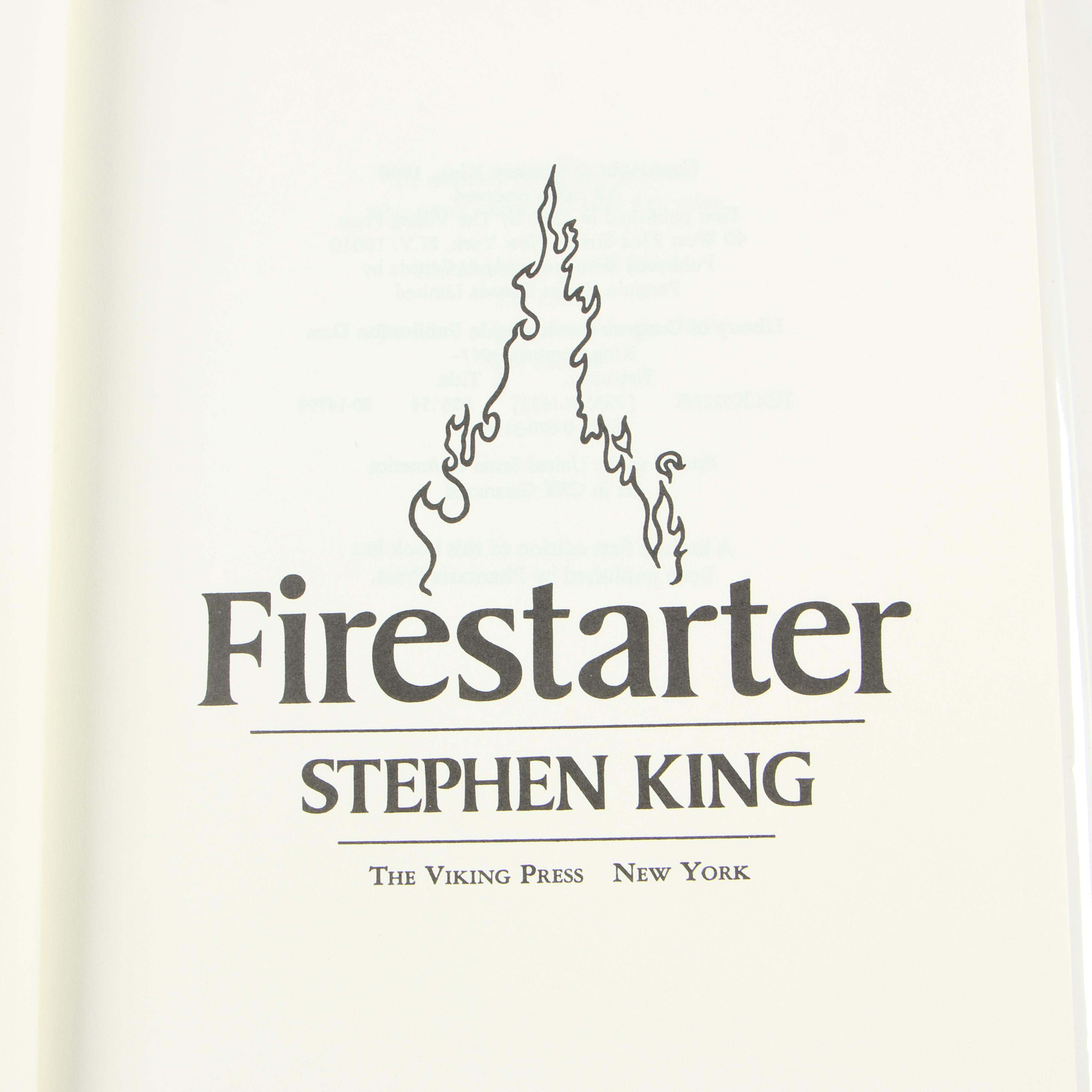 "Firestarter" Book Club Edition by Stephen King, 1980