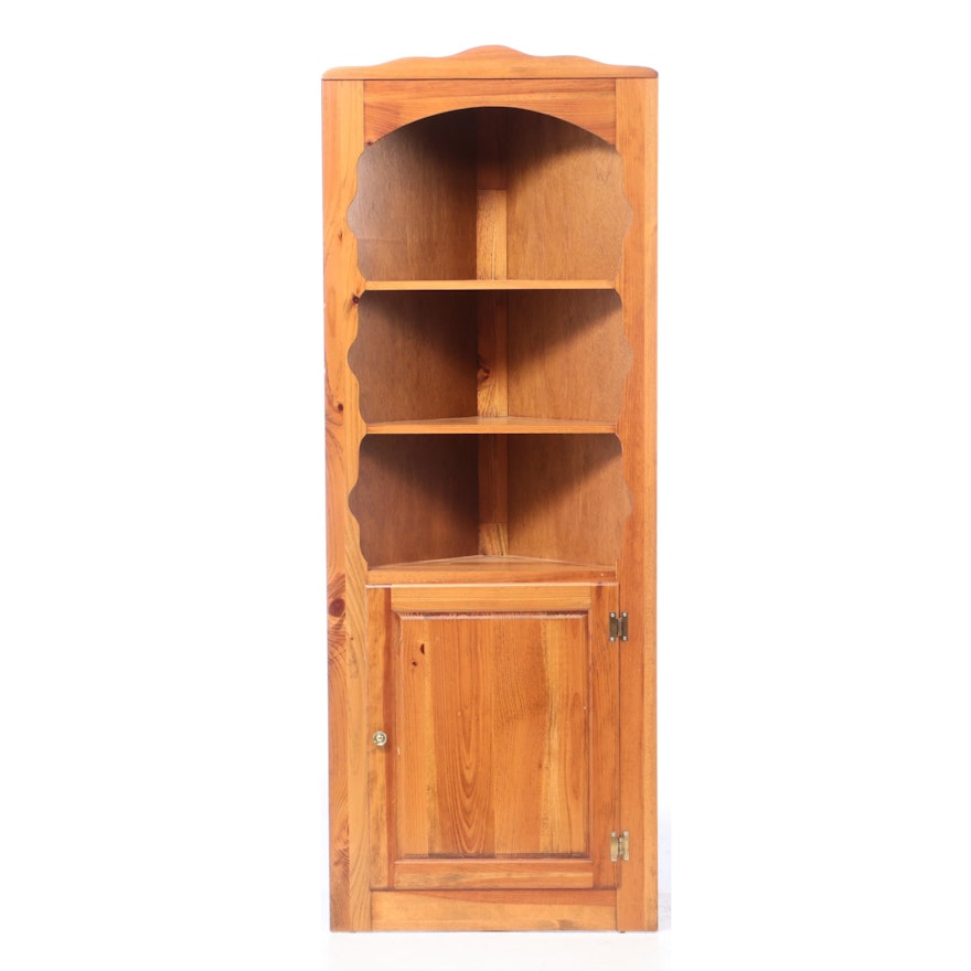 Colonial Style Pine Corner Display Cabinet, Late 20th Century