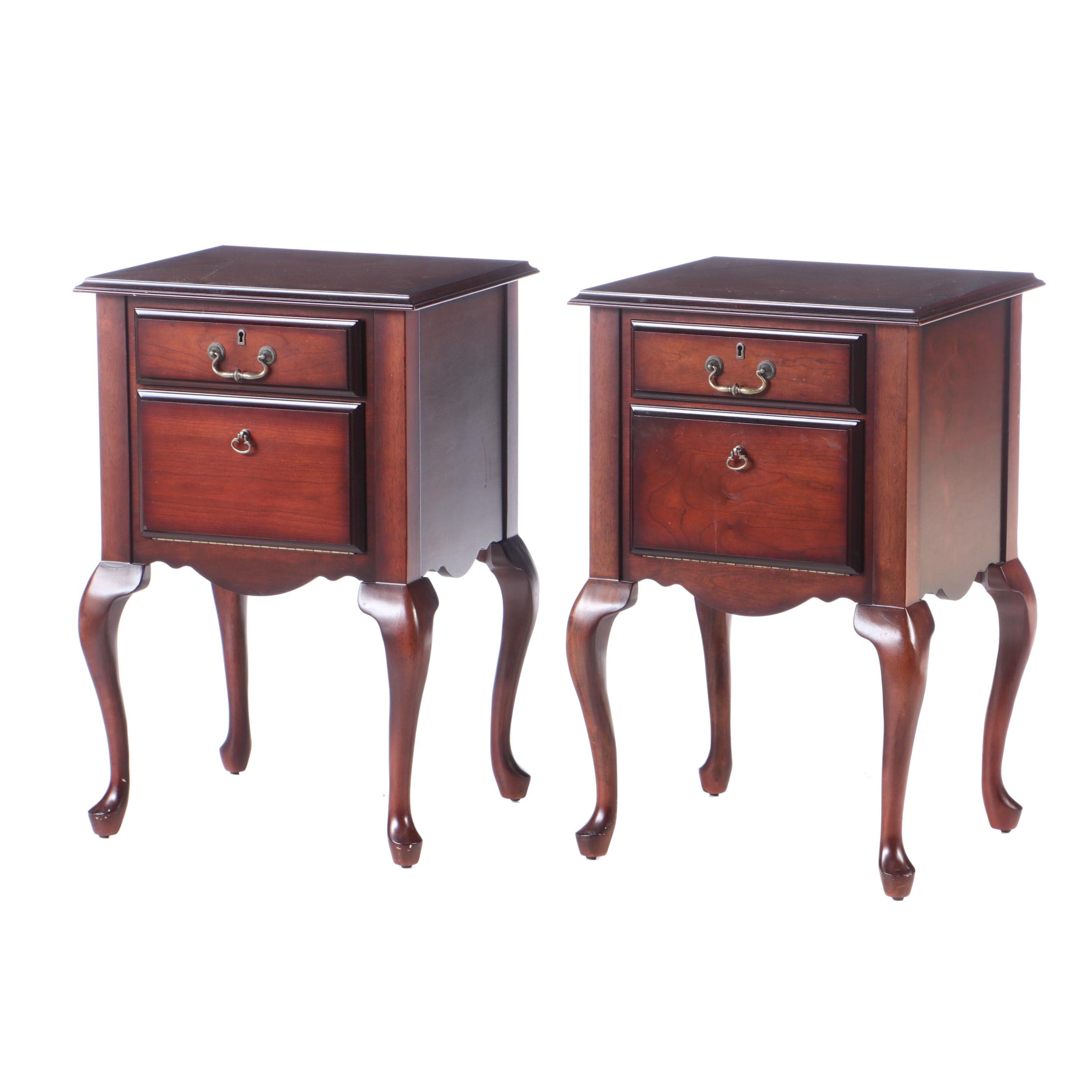 Queen Anne Style Cherry Nightstands, Early 20th Century