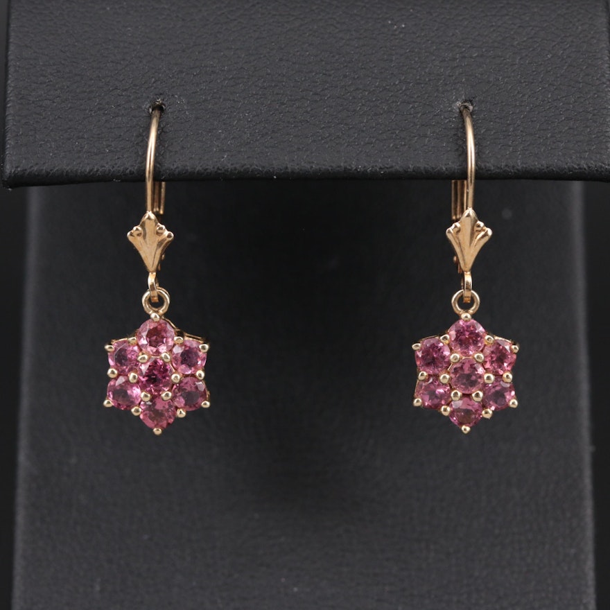 14K Yellow Gold Tourmaline Drop Earrings