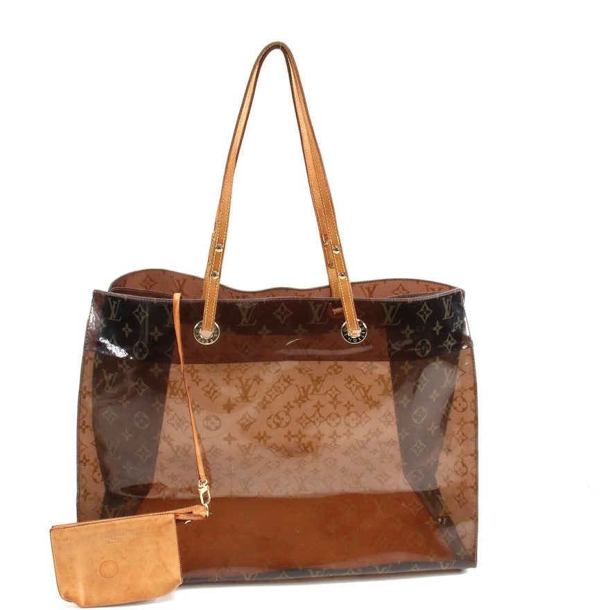Louis Vuitton Cruise Tote Bag in Monogram Ambre Vinyl with Leather Pochette