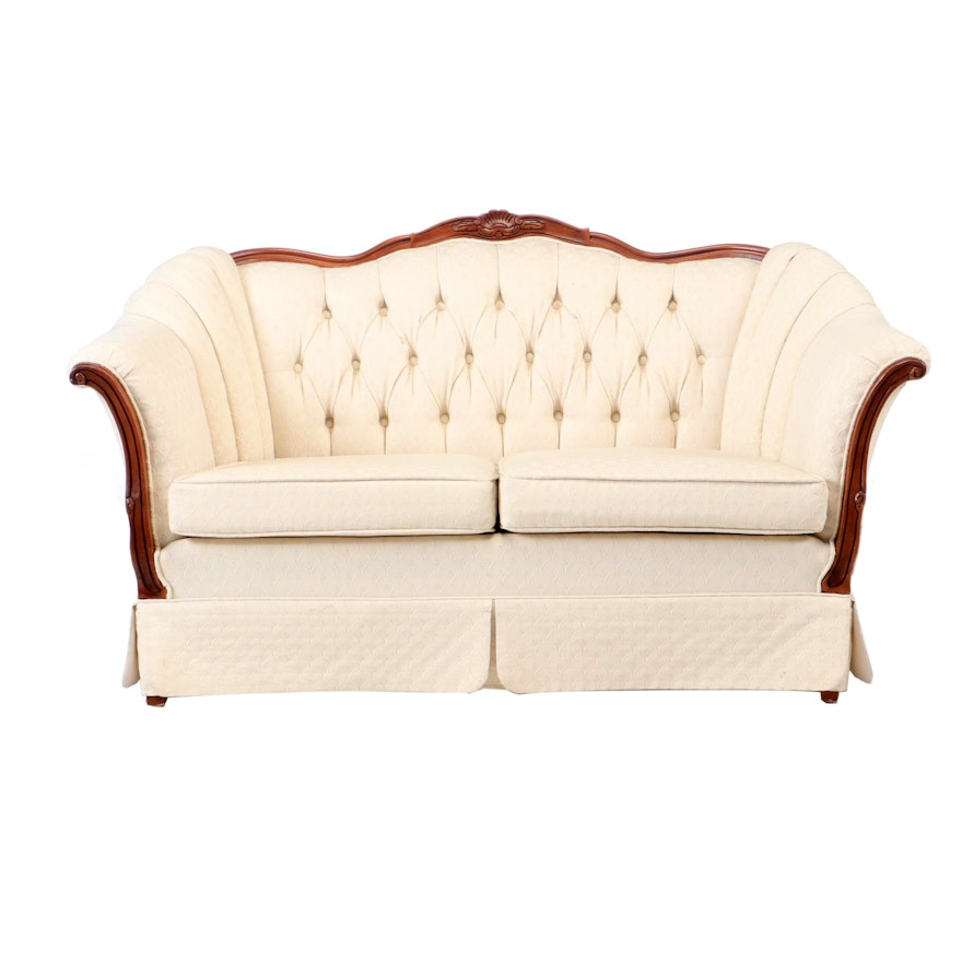 French Style Serpentine Tufted Love Seat, Late 20th Century