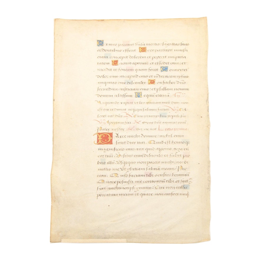 Late 15th Century Illuminated Manuscript Leaf