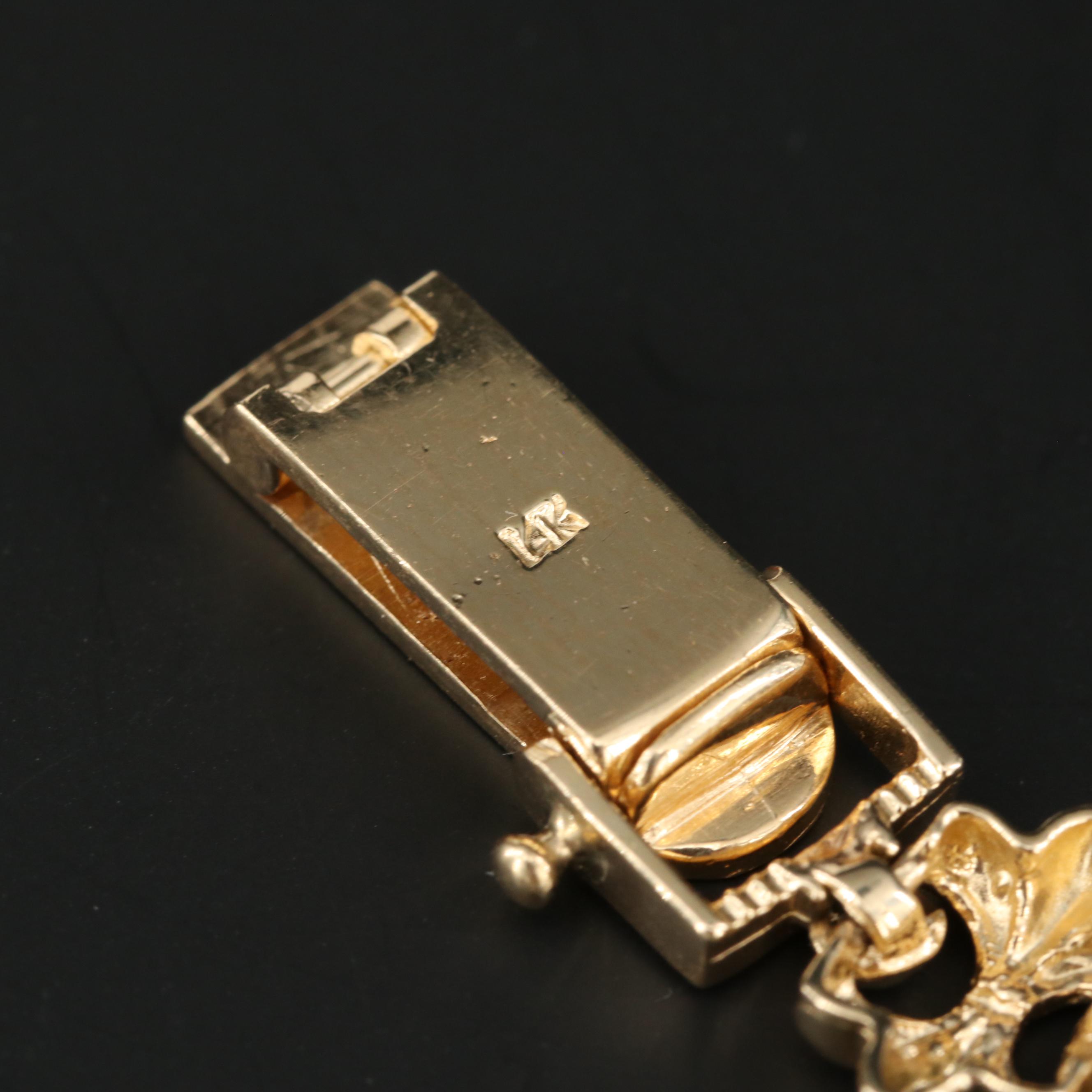 14K Yellow Gold Bracelet Featuring 22K Yellow Gold American Eagle Coin Accents