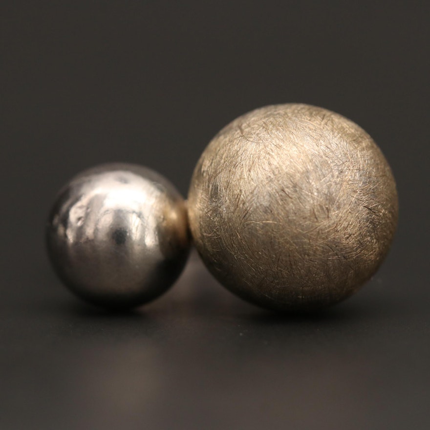 Sterling Silver Textured Double Orb Ring