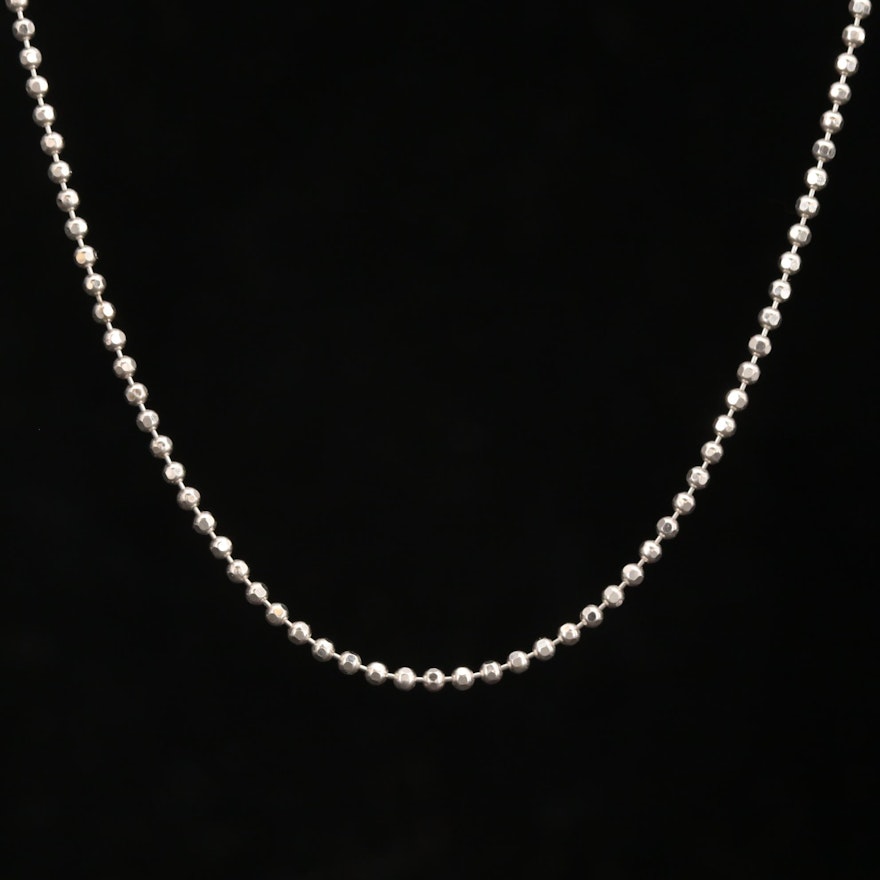 14K White Gold Bead Chain Necklace