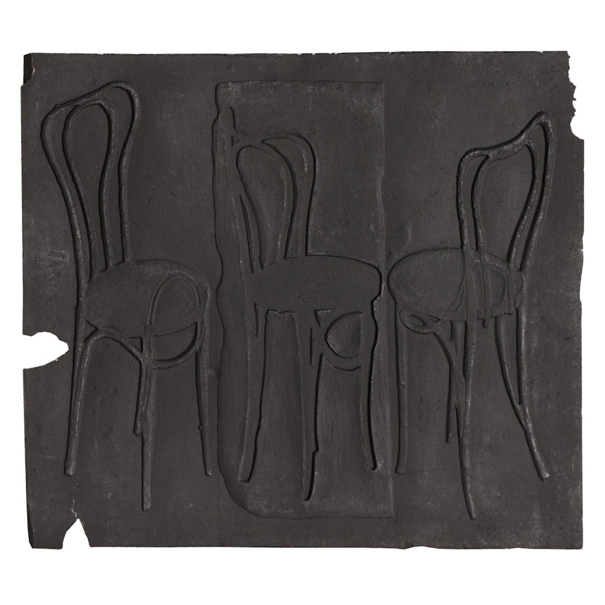 John Tuska Cast Paper Relief of Chairs