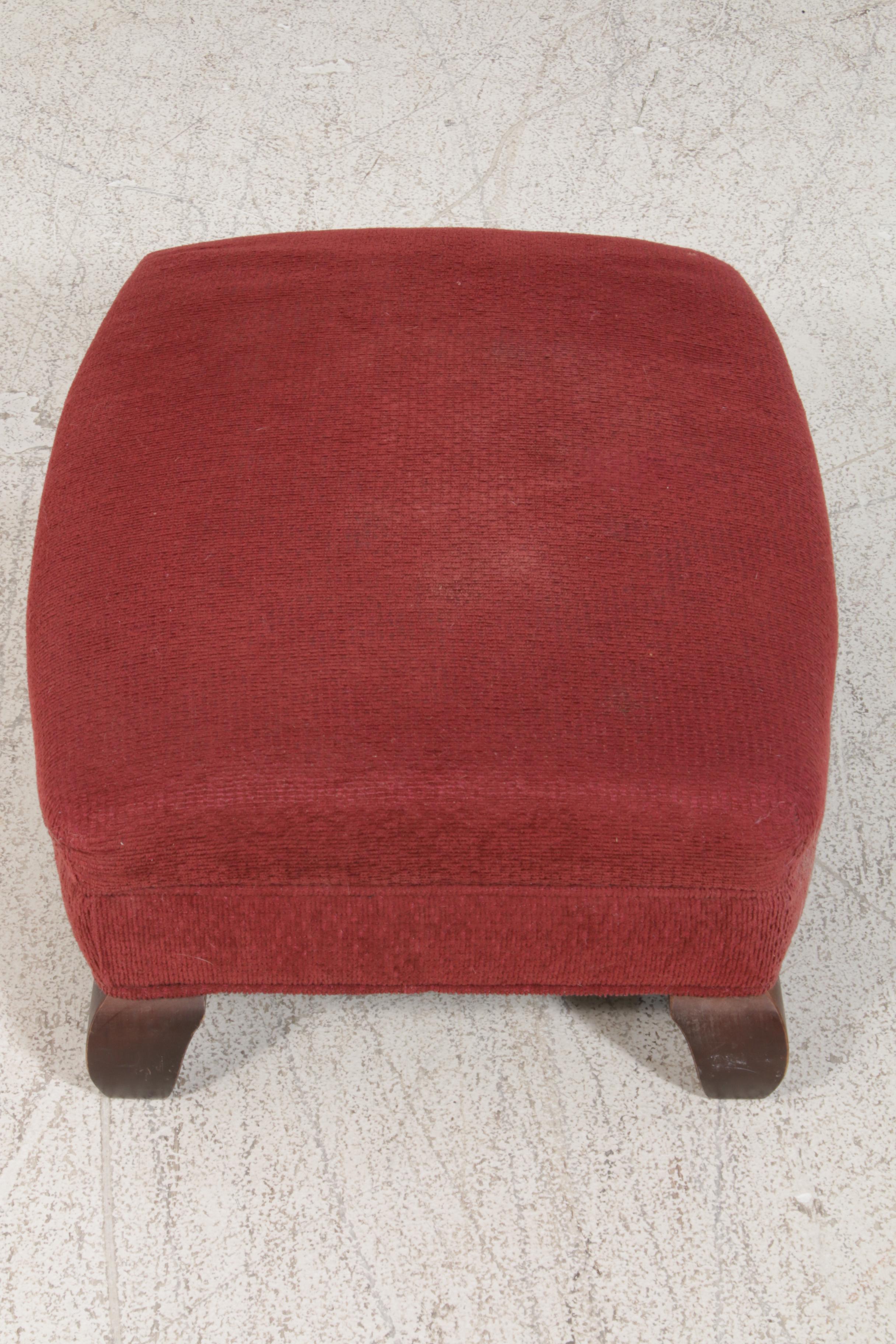 Arhaus Chenille Upholstered Armchairs with Footstool, Contemporary