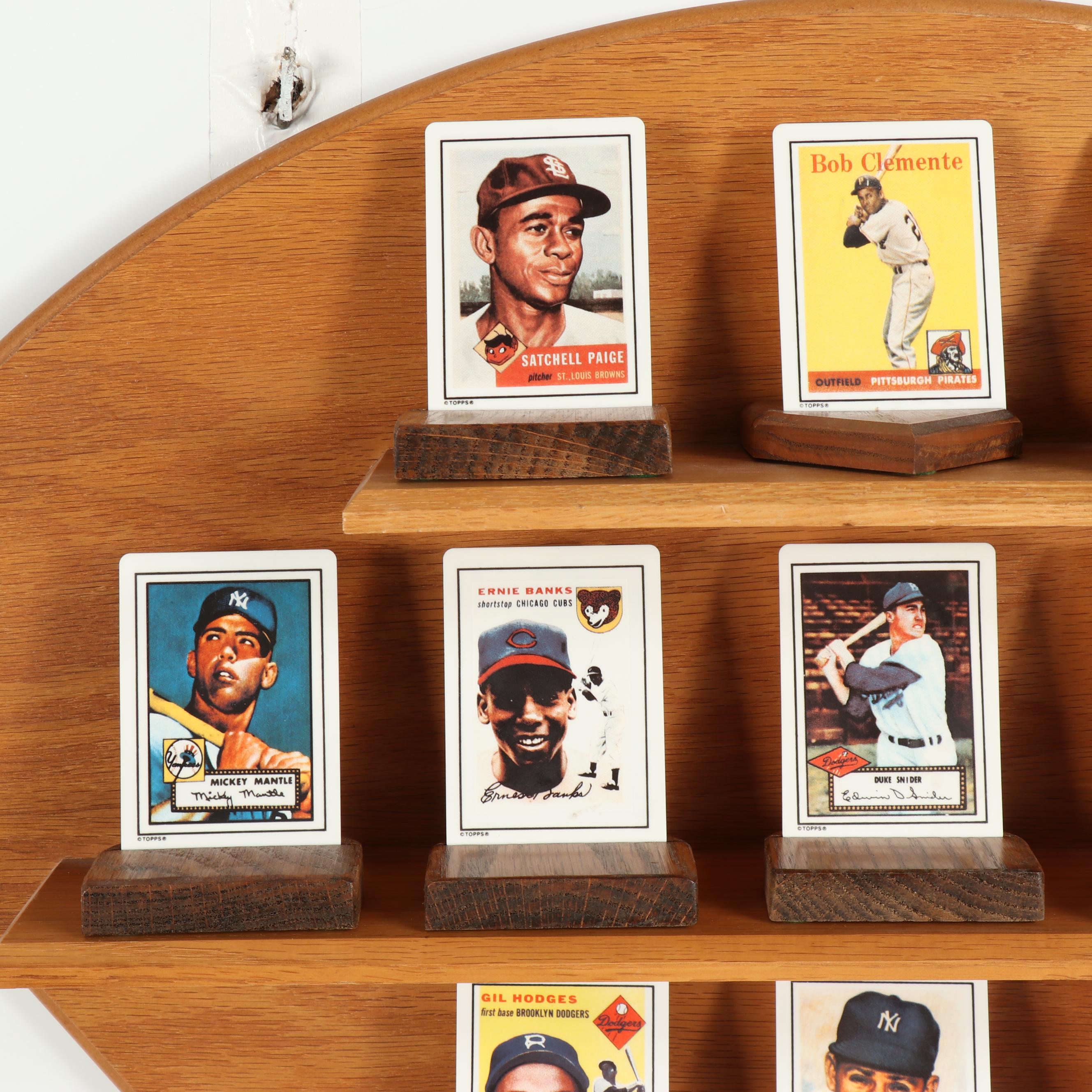 1990 The Hamilton Collection Porcelain Baseball Card Set with Shelving
