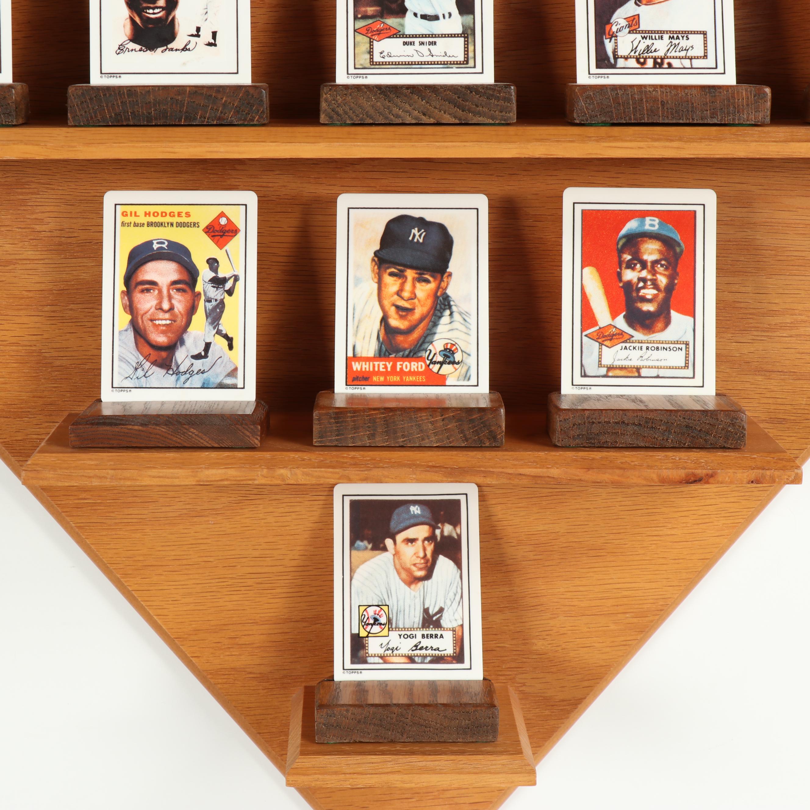 1990 The Hamilton Collection Porcelain Baseball Card Set with Shelving