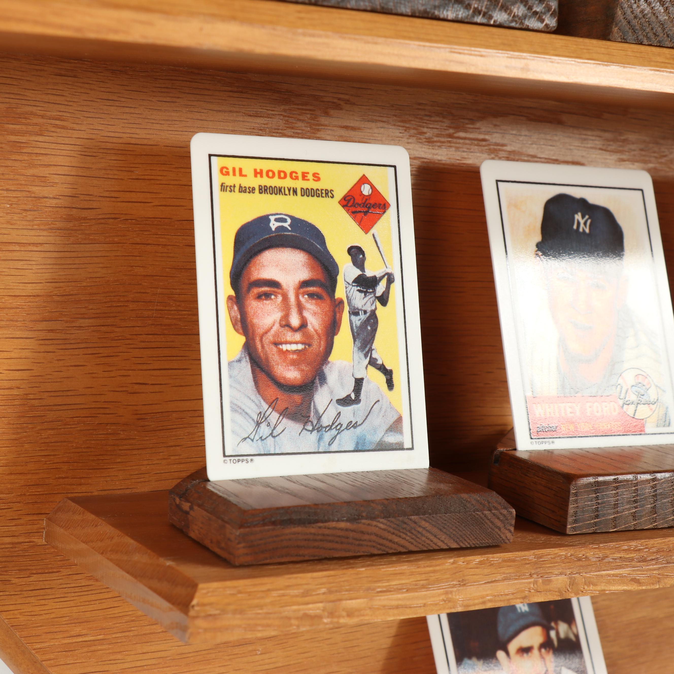 1990 The Hamilton Collection Porcelain Baseball Card Set with Shelving