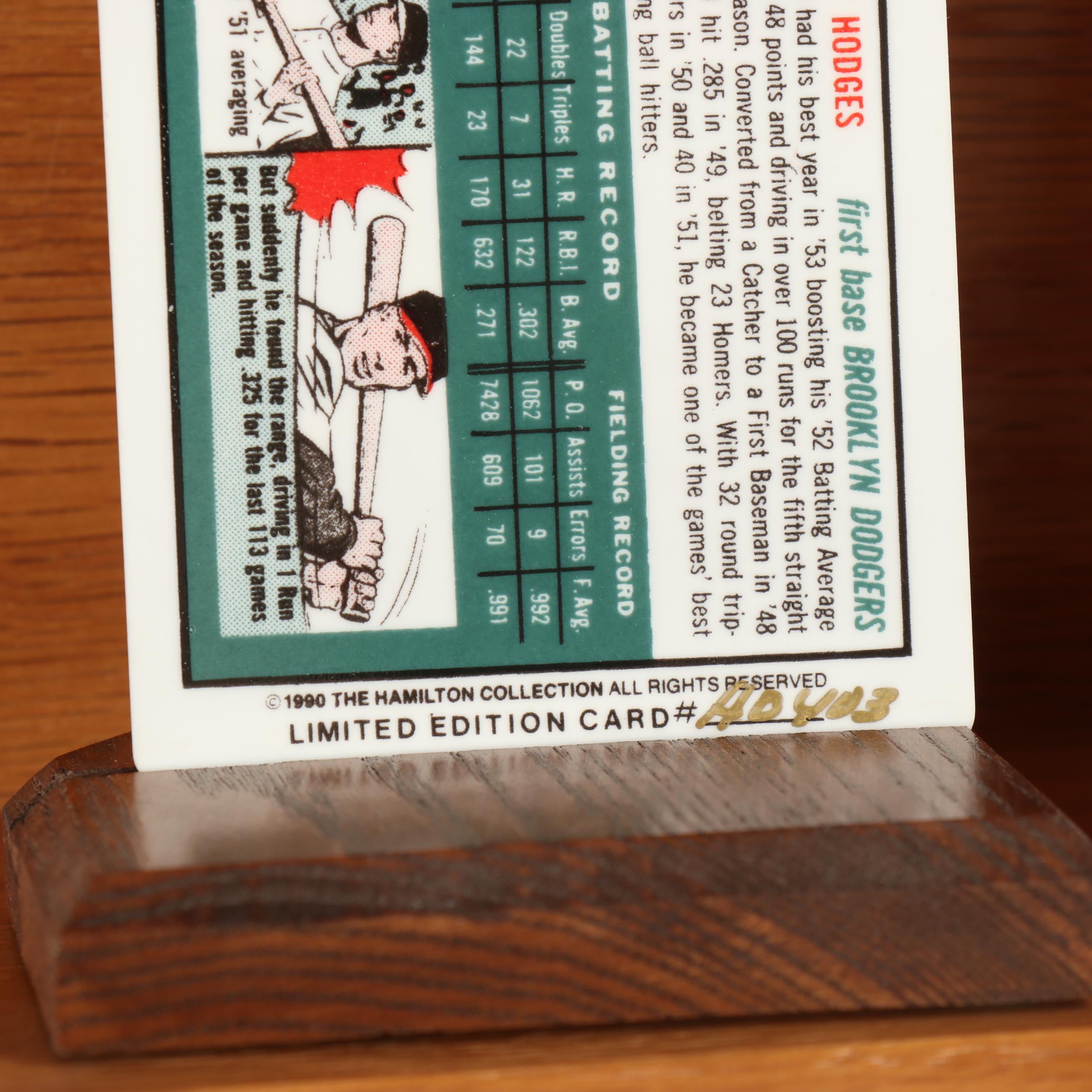 1990 The Hamilton Collection Porcelain Baseball Card Set with Shelving