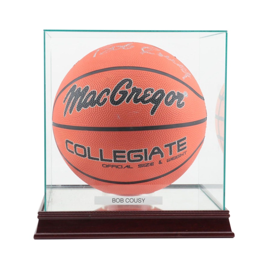 Bob Cousy Signed MacGregor Collegiate Basketball in Case