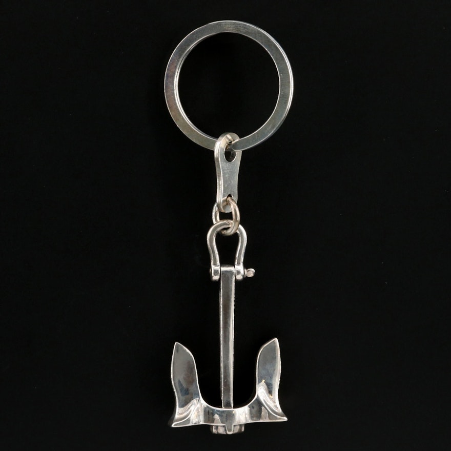 Kabana Sterling Silver Anchor Motif Key Ring