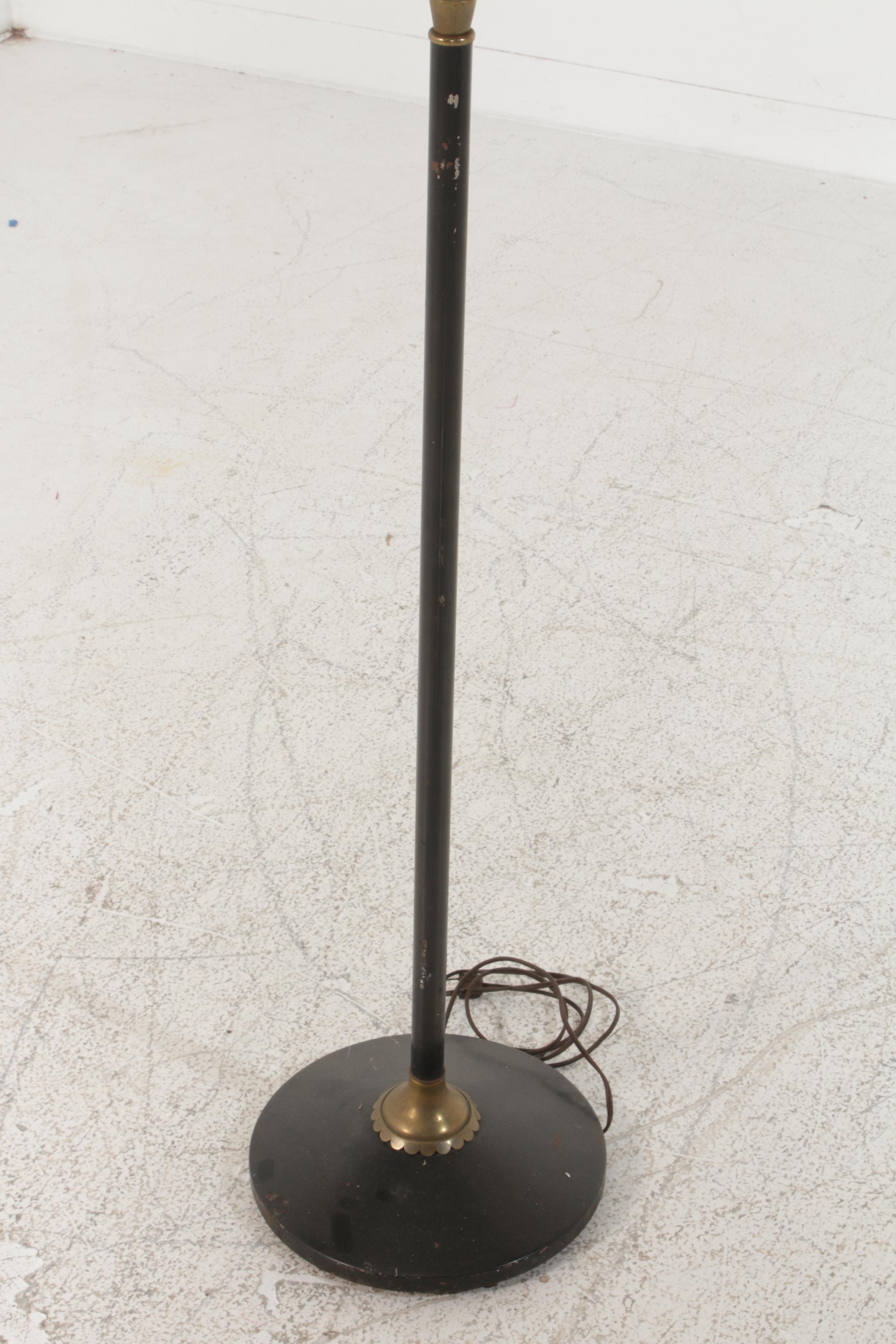 Mid Century Modern Gooseneck Floor Lamp with Fiberglass Shades