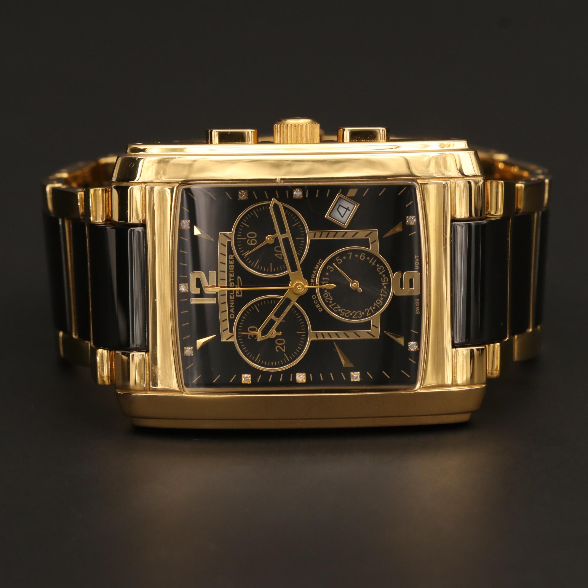 Daniel Steiger Deco Ceramic and Stainless Steel Quartz Chronograph Watch