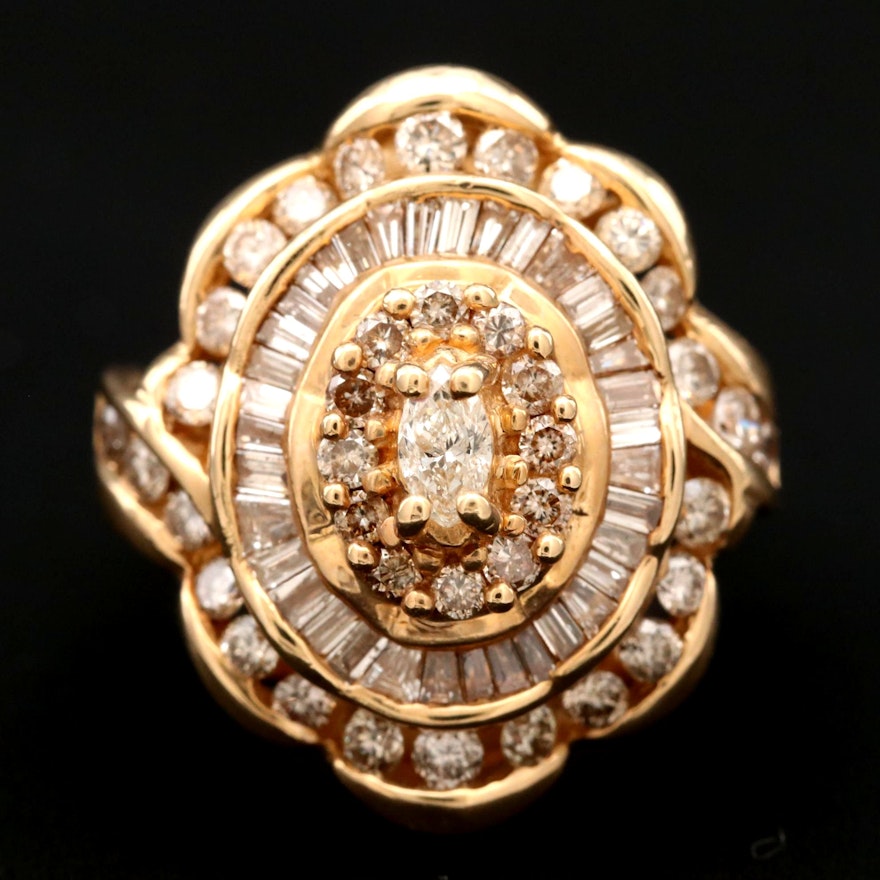 14K Yellow Gold 2.20 CTW Diamond Ring