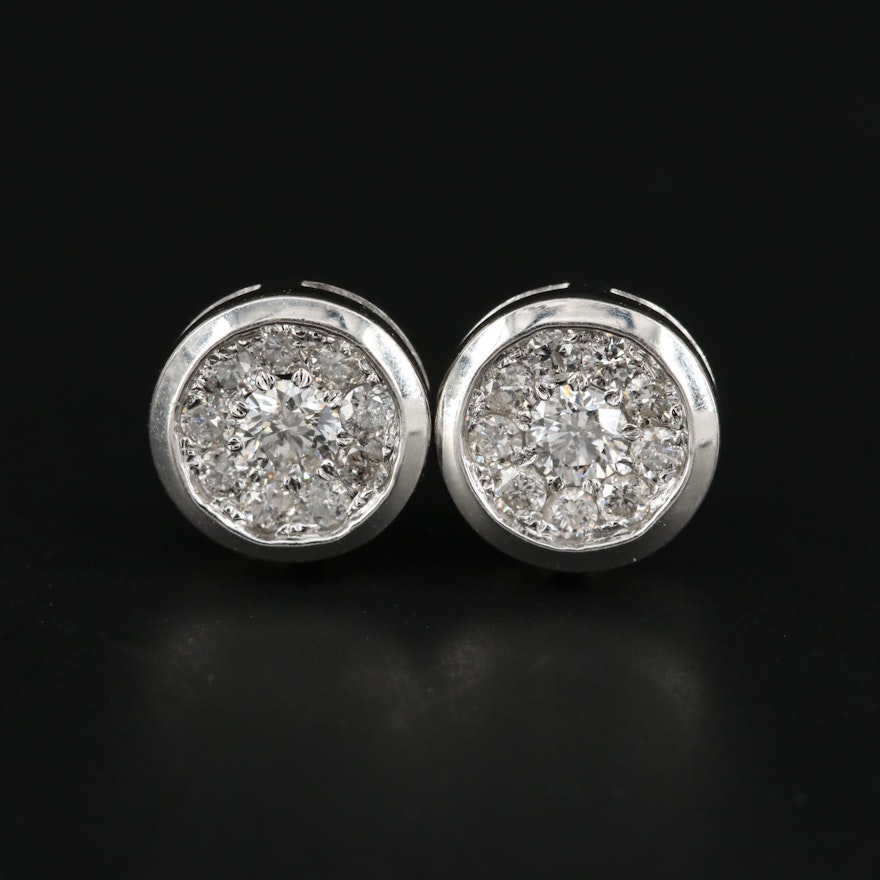 10K White Gold Diamond Stud Earrings