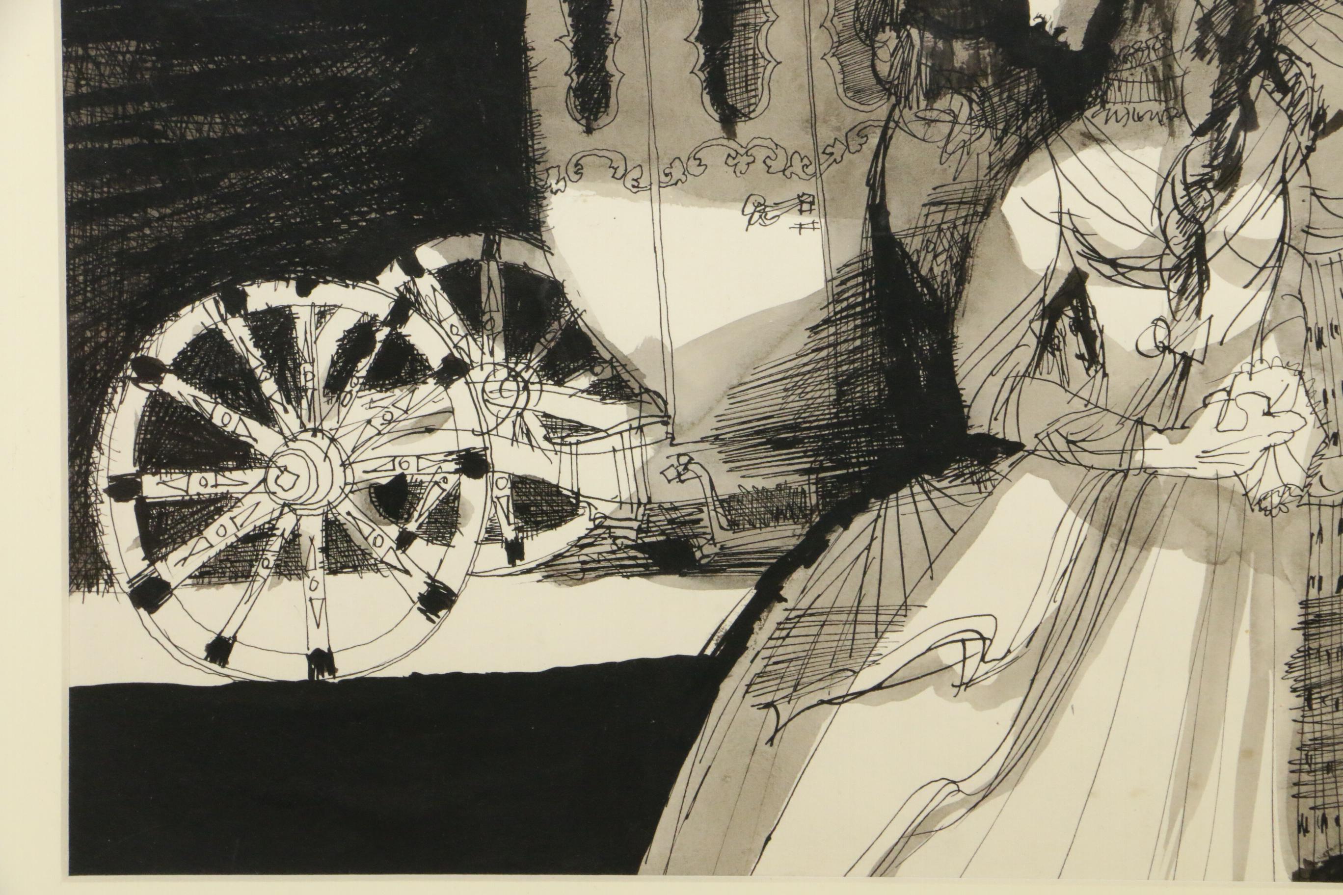 Josef Liesler Watercolor and Ink Painting for Marie Mervatova Children's Story