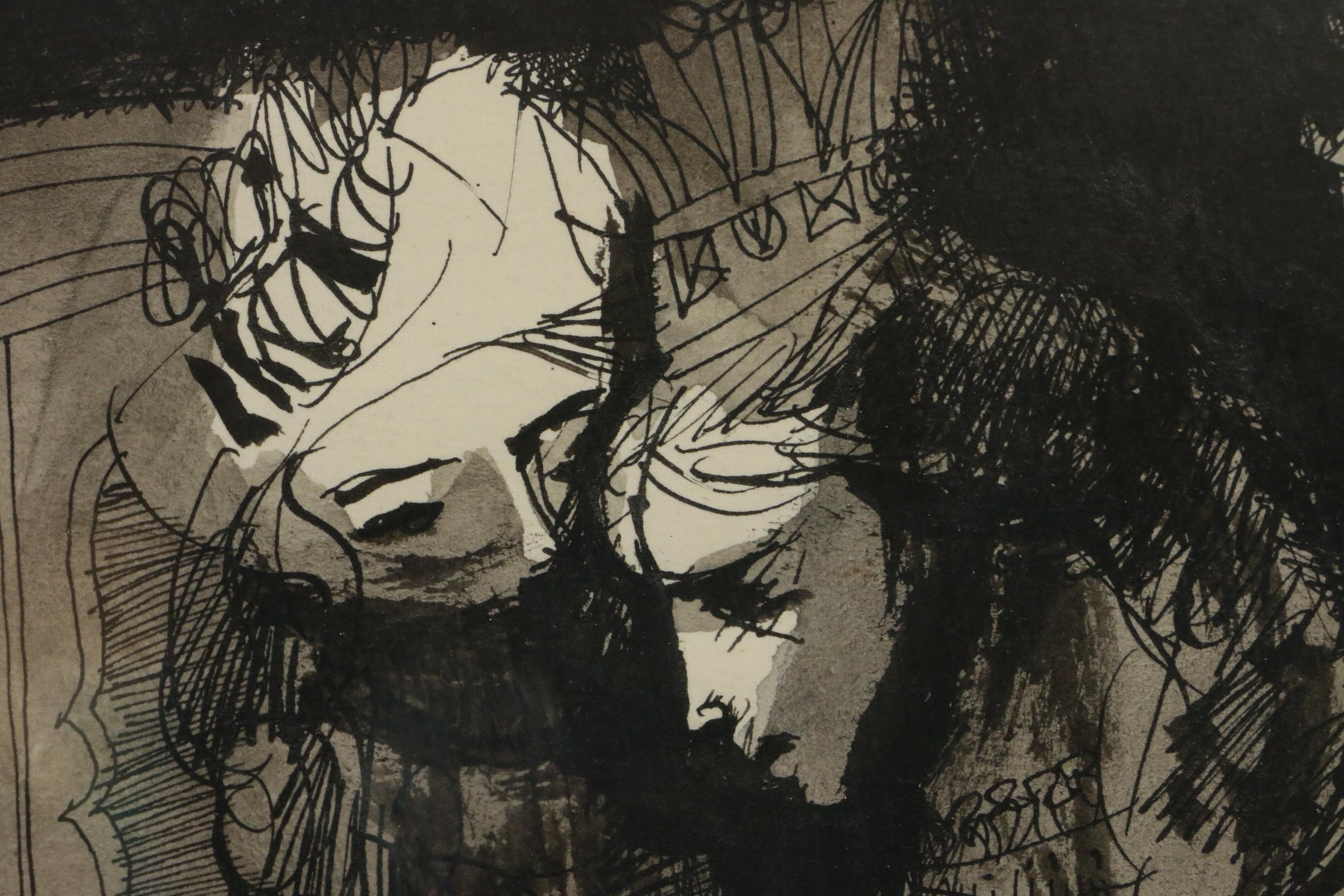 Josef Liesler Watercolor and Ink Painting for Marie Mervatova Children's Story