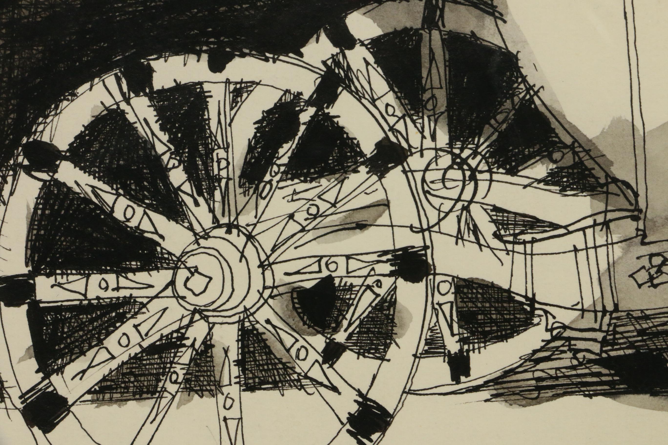 Josef Liesler Watercolor and Ink Painting for Marie Mervatova Children's Story