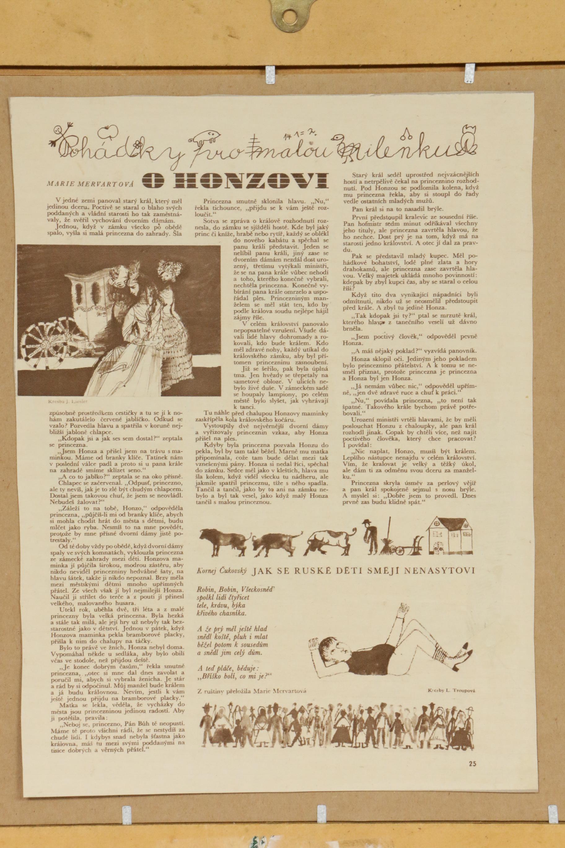 Josef Liesler Watercolor and Ink Painting for Marie Mervatova Children's Story