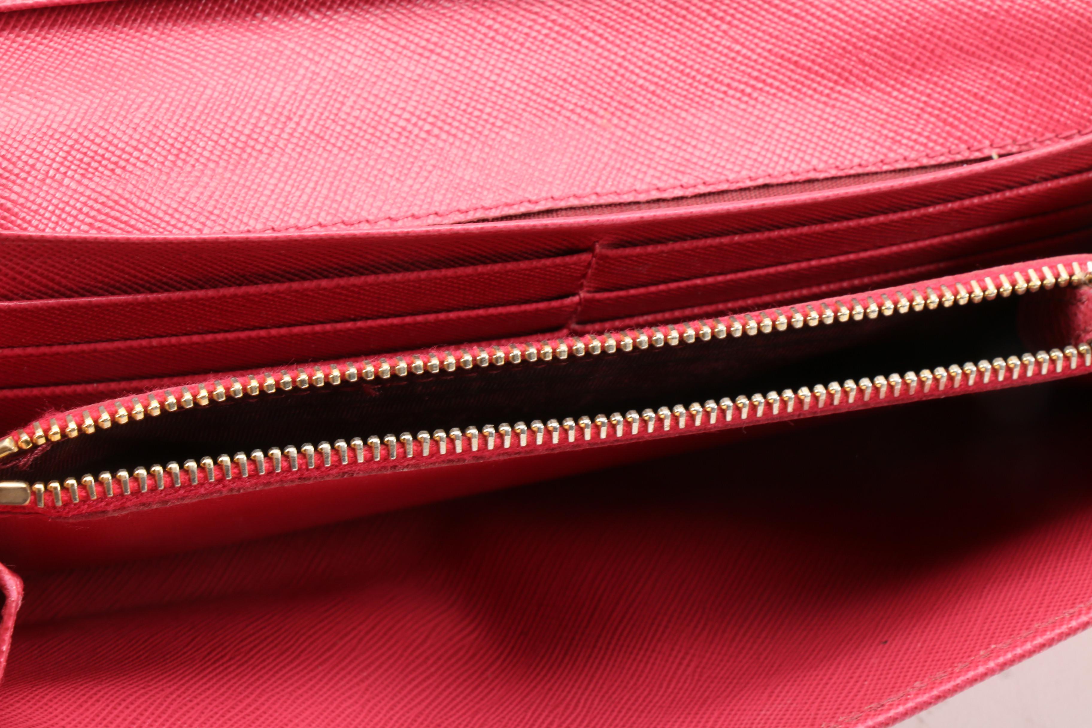 Prada Pink Saffiano Leather Bow Wallet