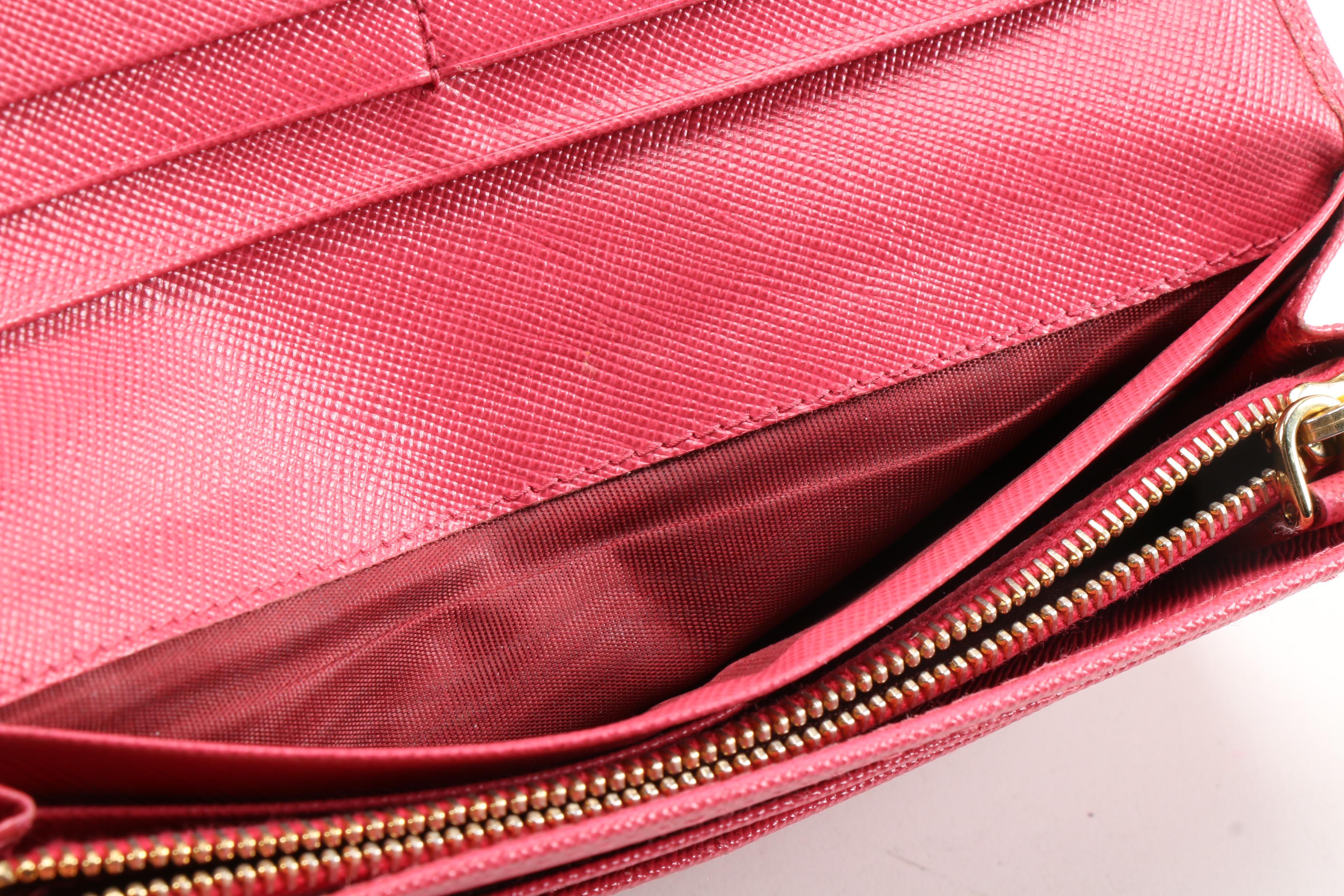Prada Pink Saffiano Leather Bow Wallet