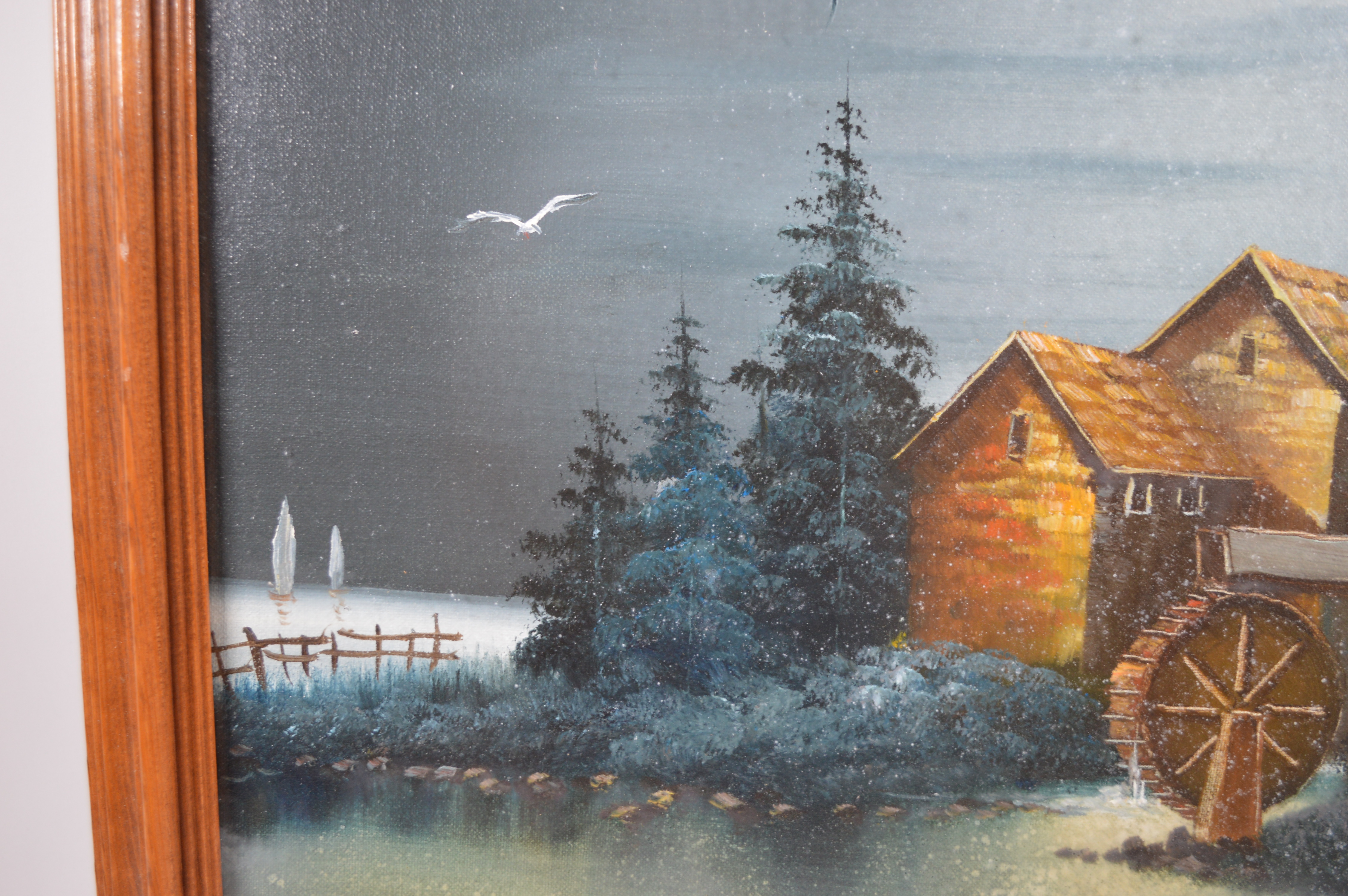 T. Travis Oil Painting of Mill and Pond