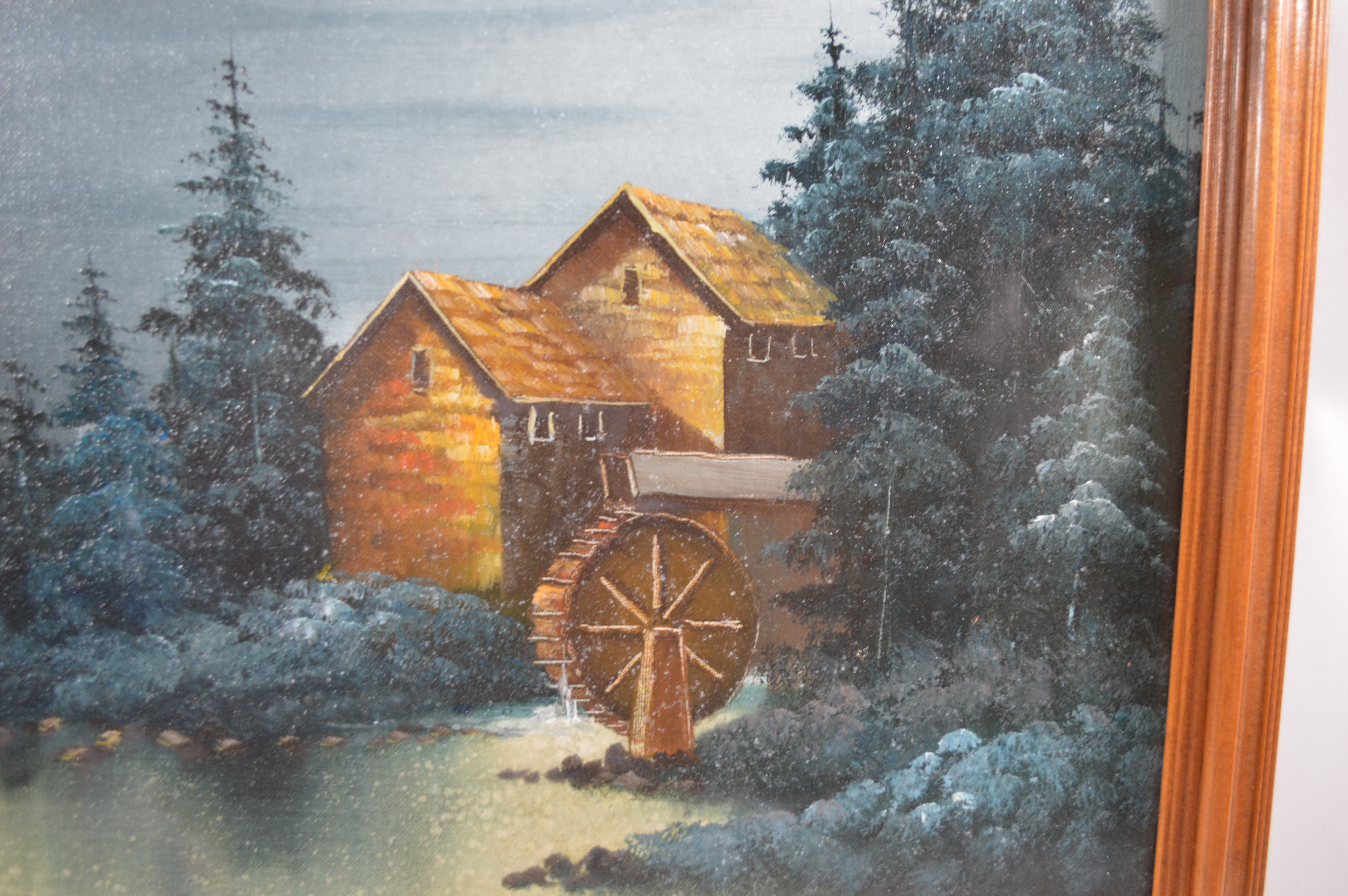 T. Travis Oil Painting of Mill and Pond