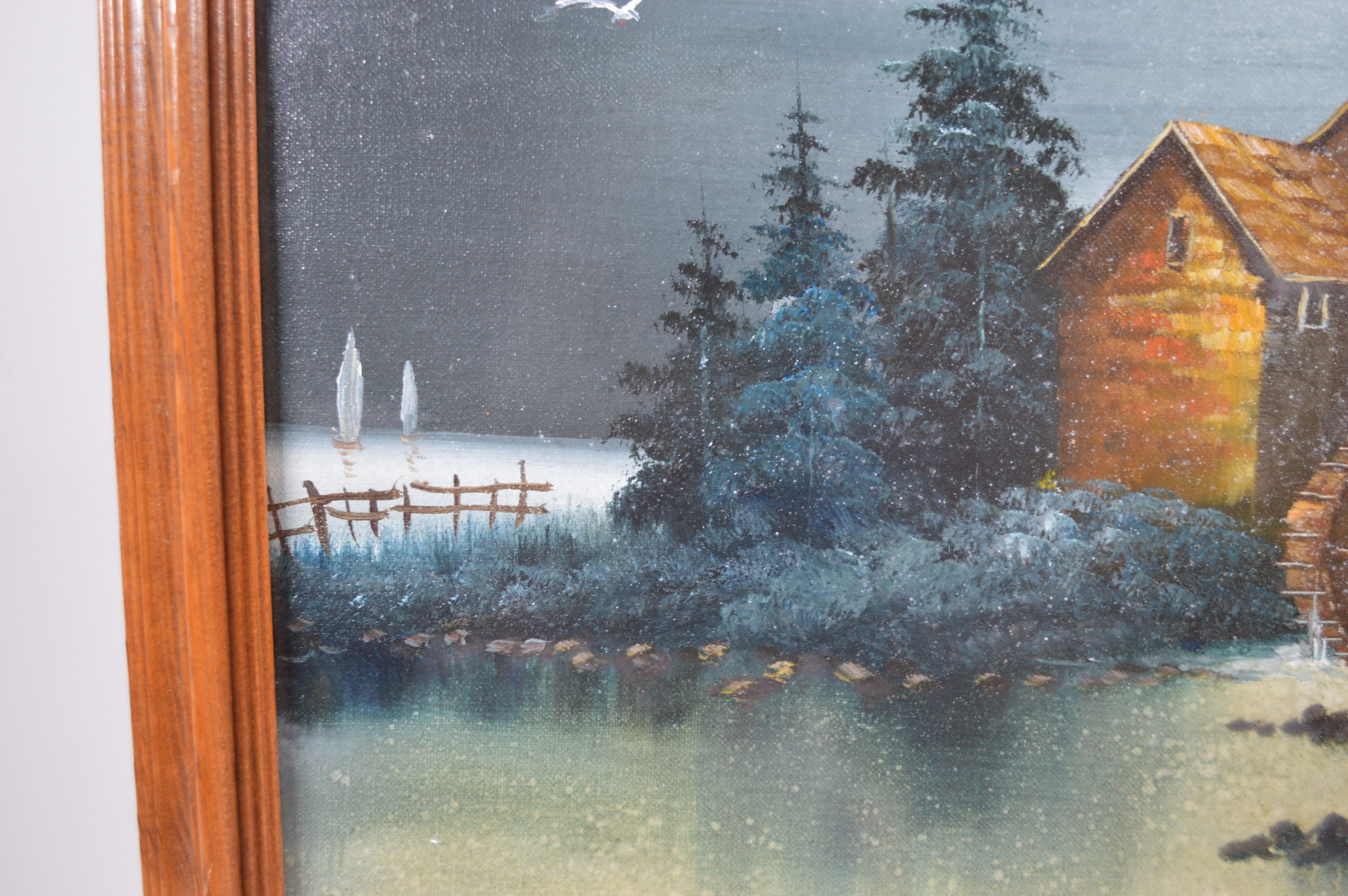 T. Travis Oil Painting of Mill and Pond