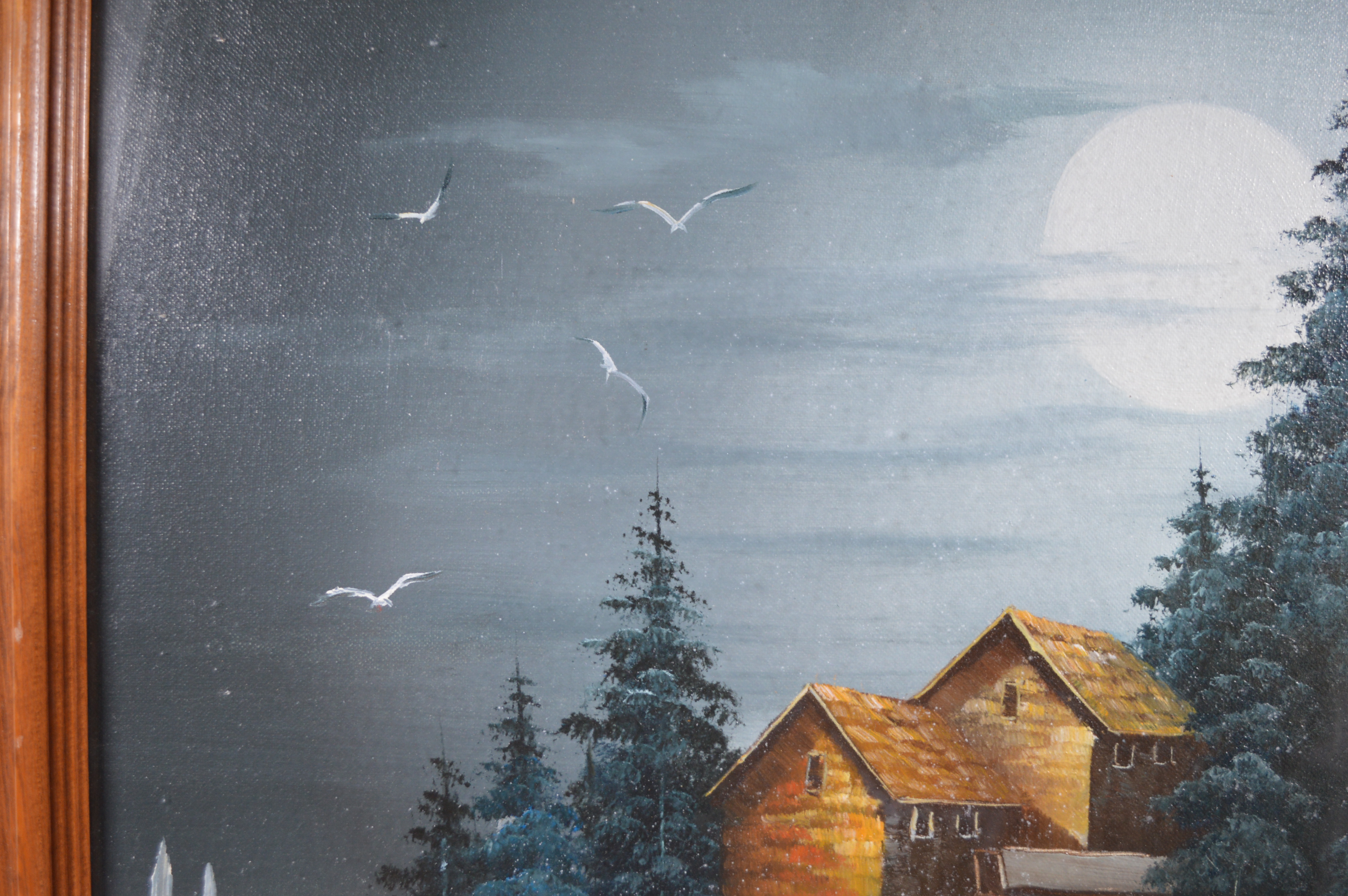 T. Travis Oil Painting of Mill and Pond